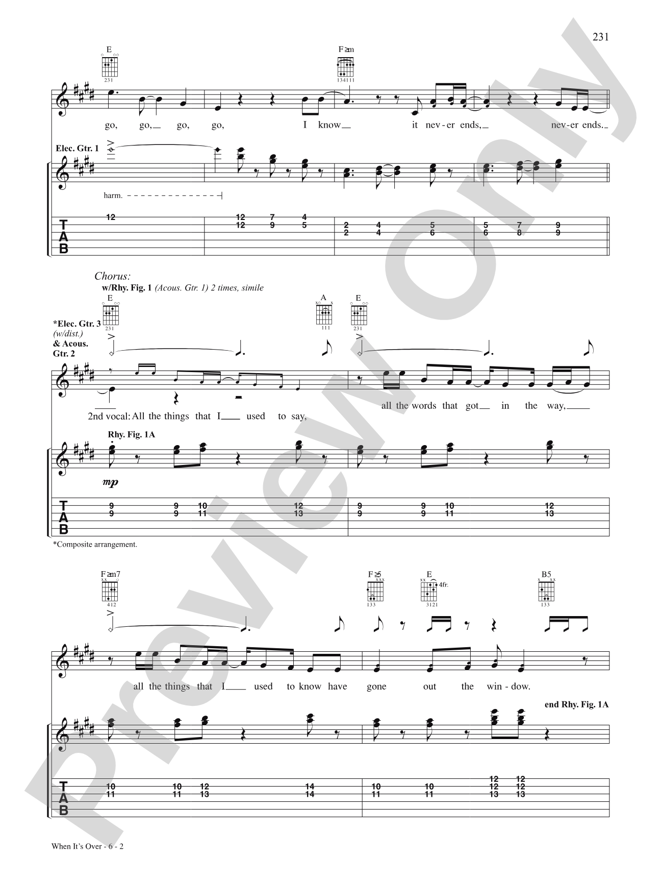 When It's Over (Album Version): Authentic Guitar TAB