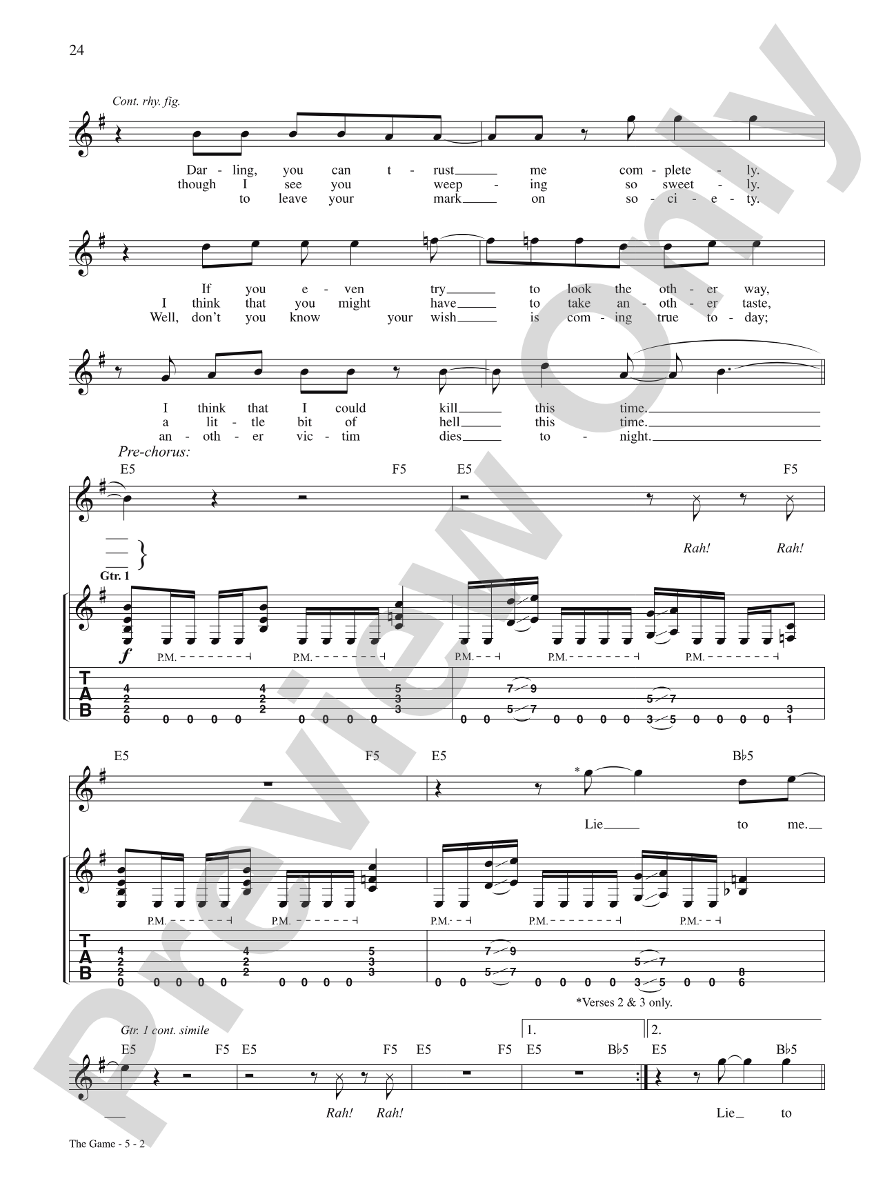 The Game: Authentic Guitar TAB
