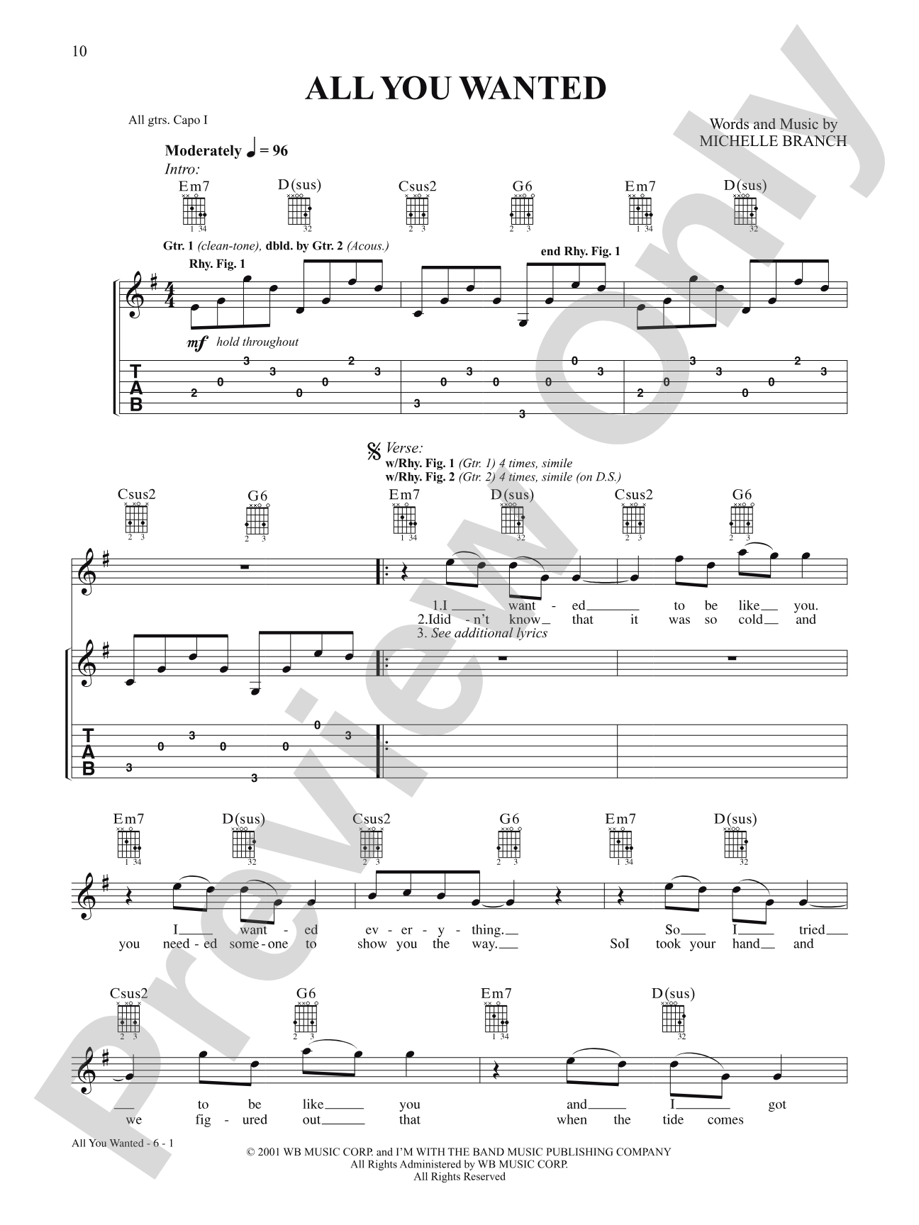 All You Wanted: Authentic Guitar TAB