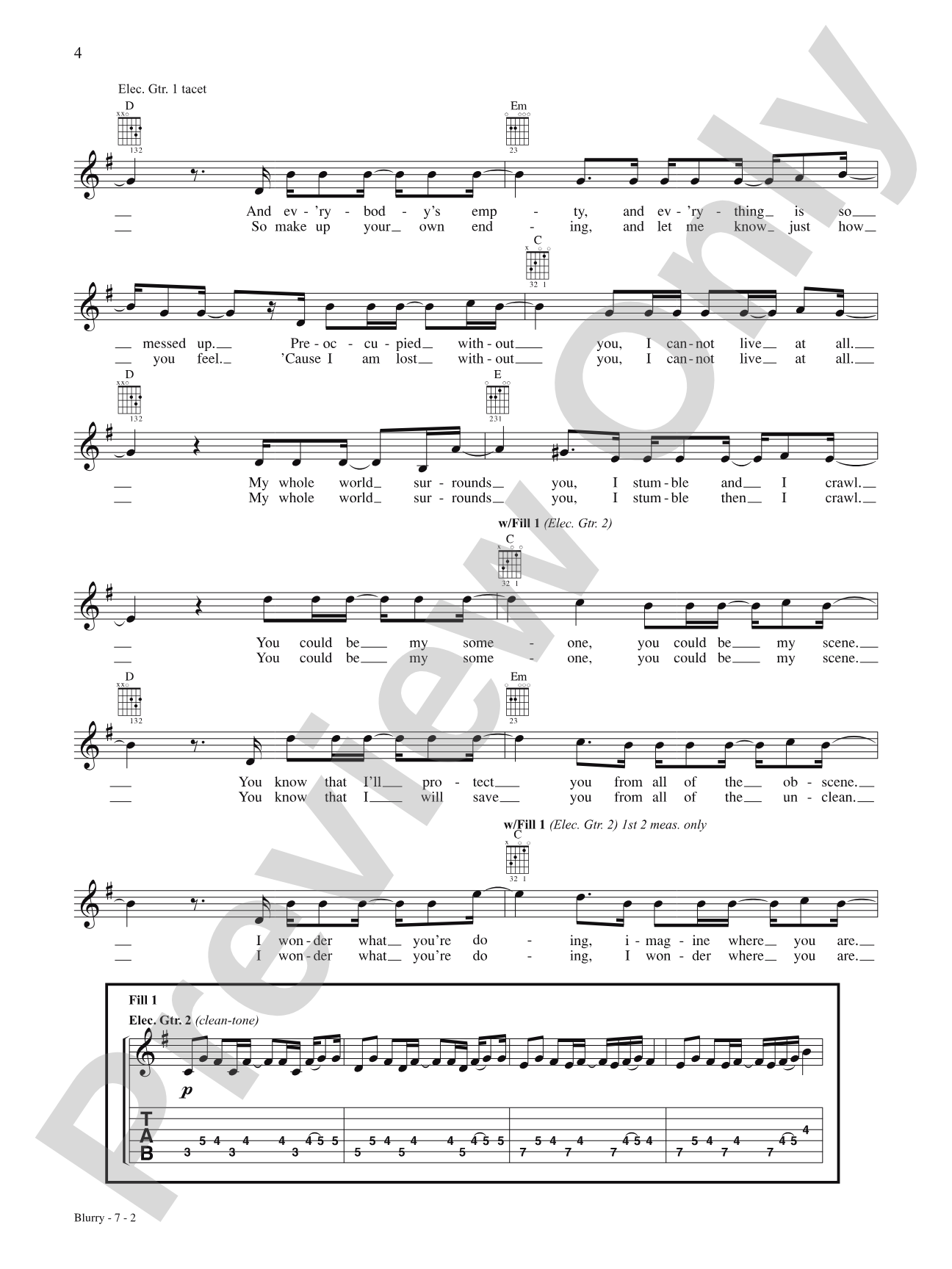 Blurry: Authentic Guitar TAB