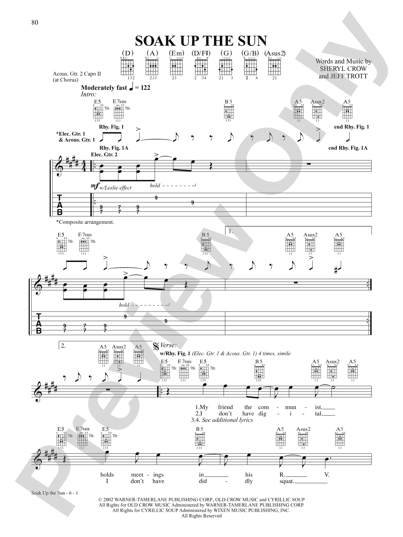 Soak Up The Sun: Authentic Guitar TAB