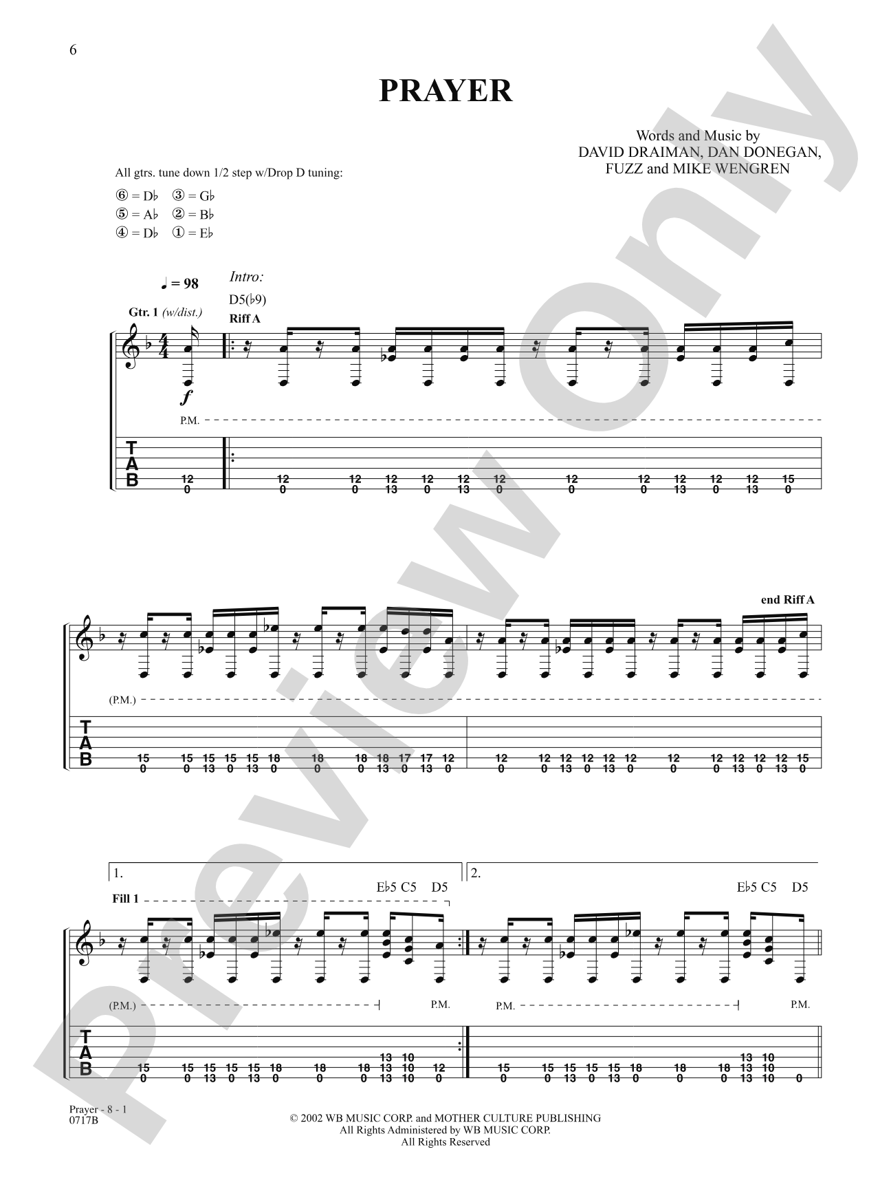 Prayer: Authentic Guitar TAB