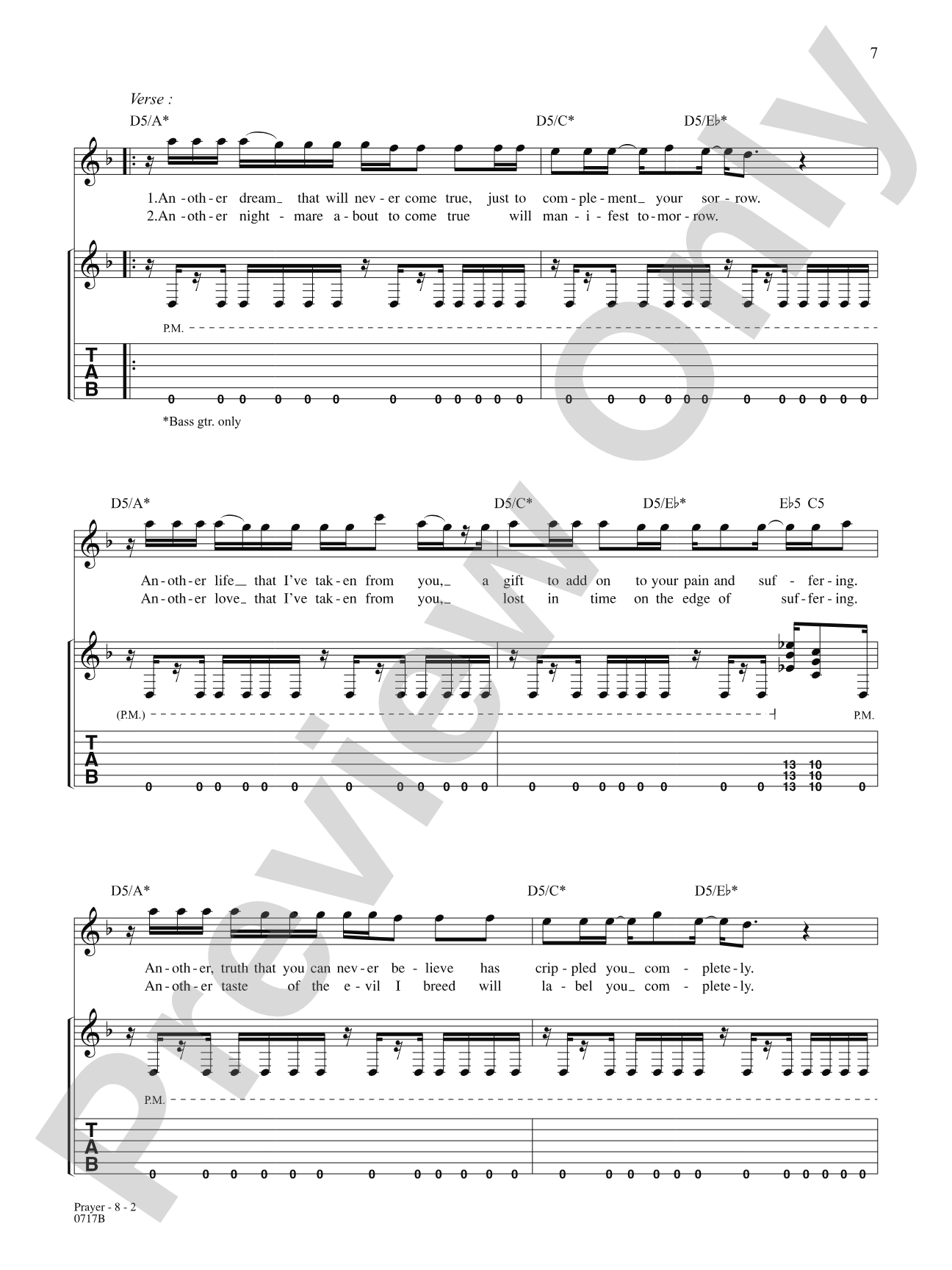 Prayer: Authentic Guitar TAB