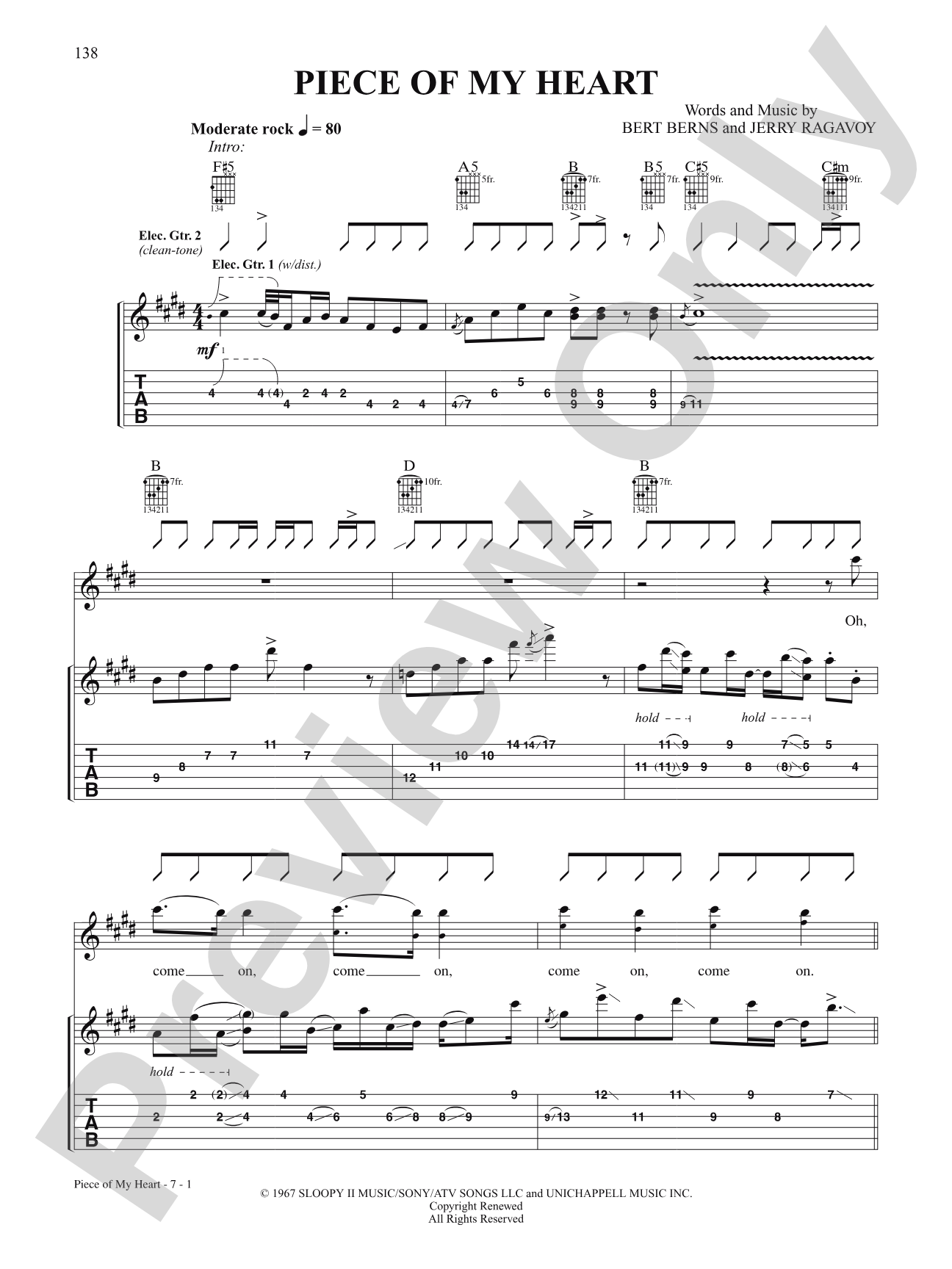 Piece Of My Heart: Authentic Guitar TAB