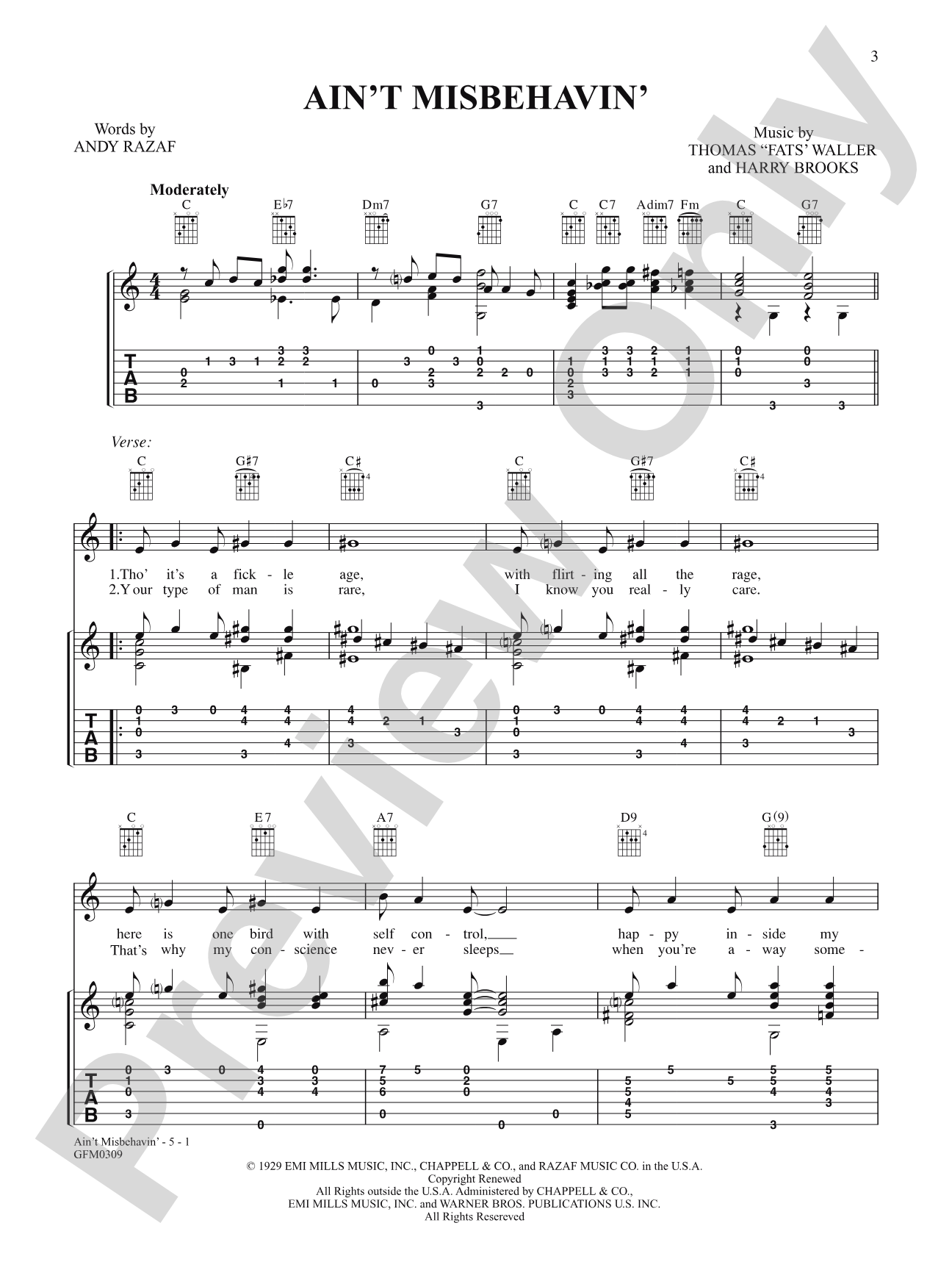 Ain't Misbehavin': Solo Guitar