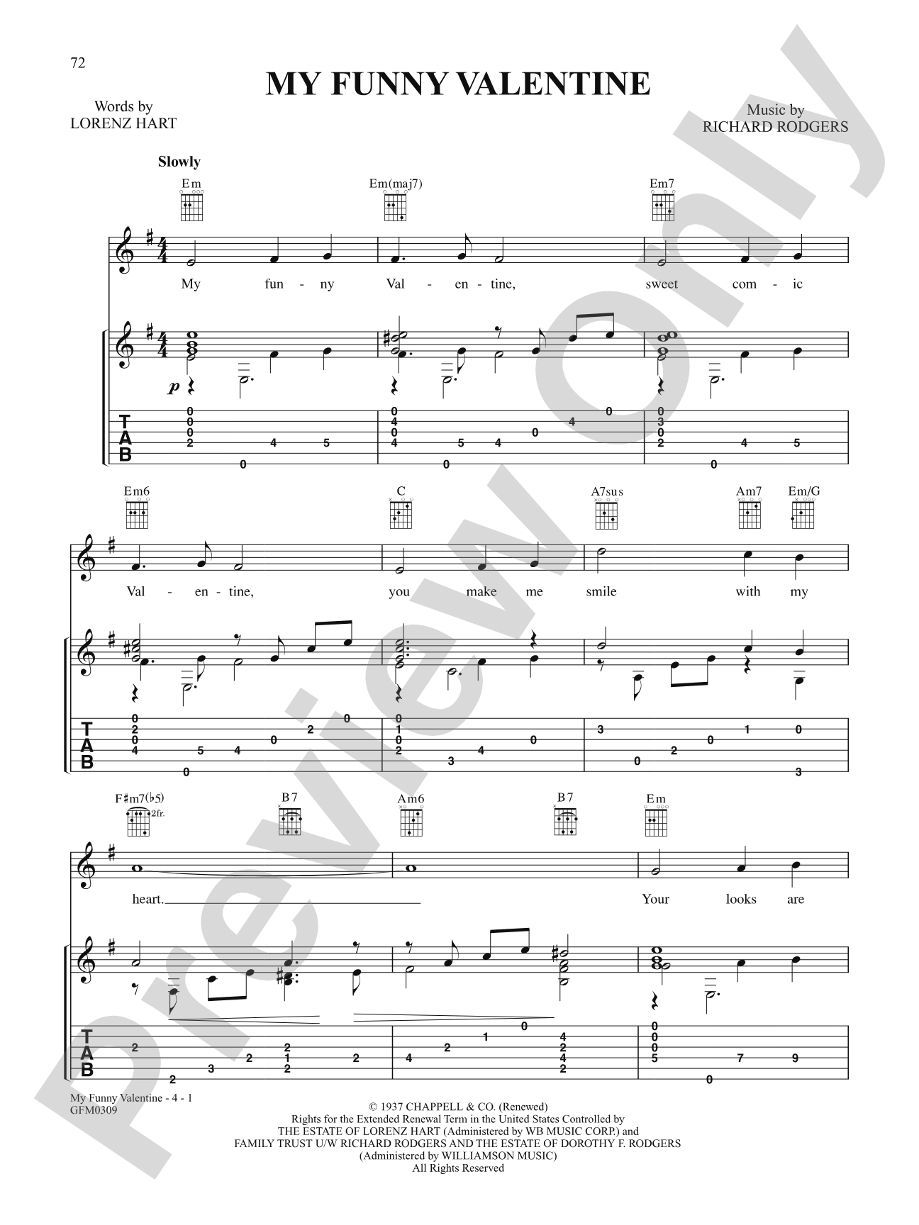 My Funny Valentine (From "Babes In Arms"): Solo Guitar