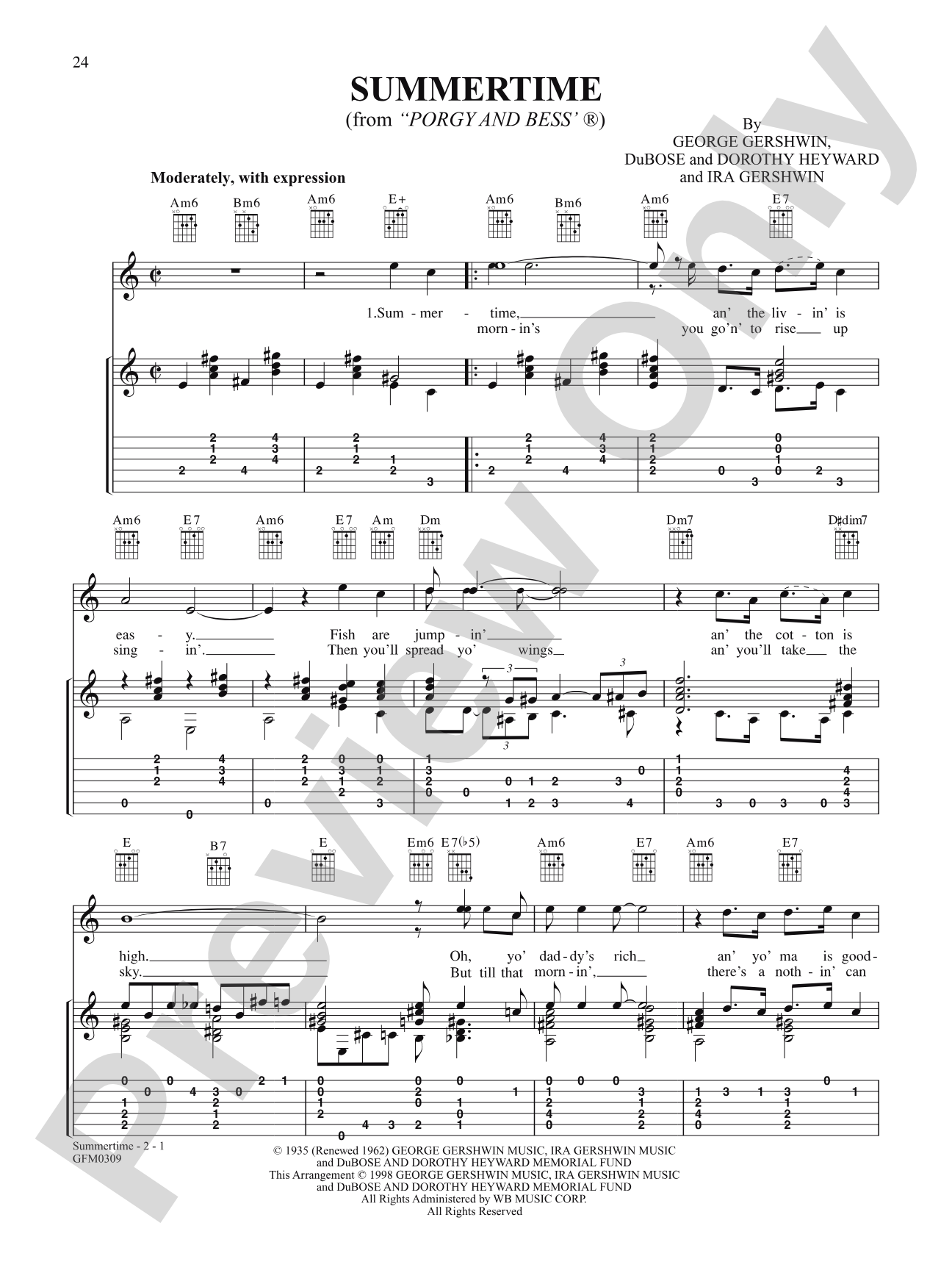 Summertime (From "Porgy And Bess"): Solo Guitar