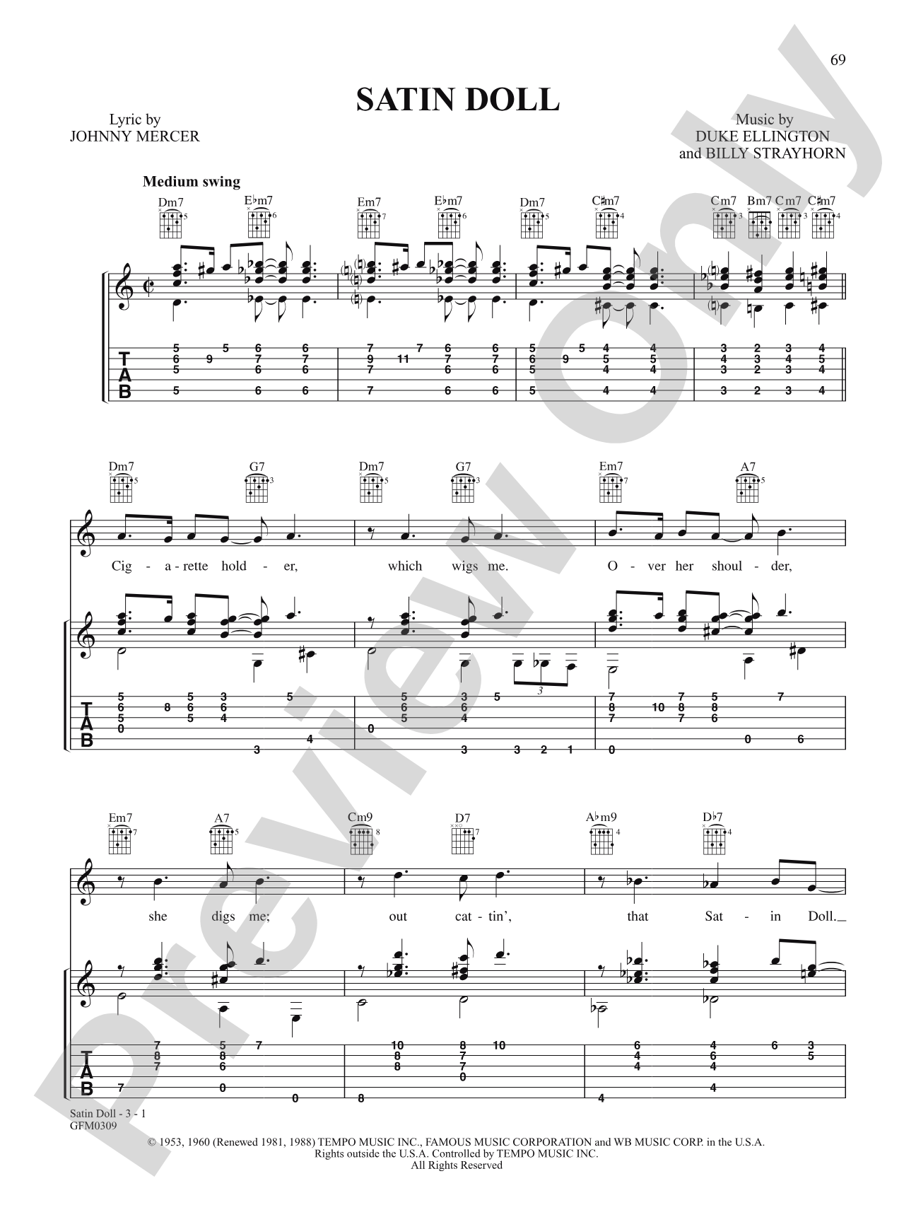 Satin Doll (Vocal Version): Solo Guitar