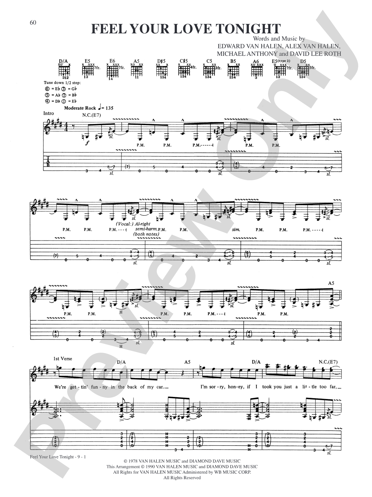 Feel Your Love Tonight: Authentic Guitar TAB
