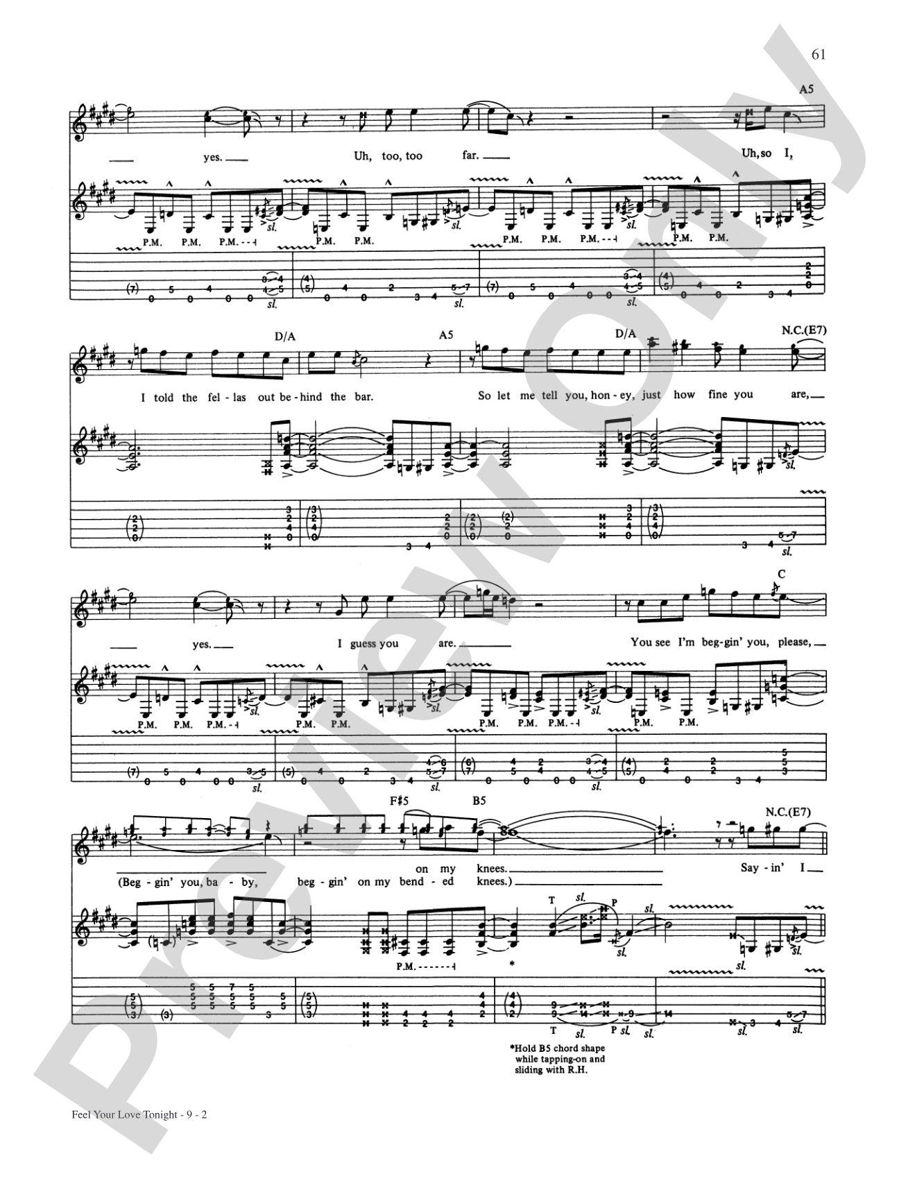 Feel Your Love Tonight: Authentic Guitar TAB