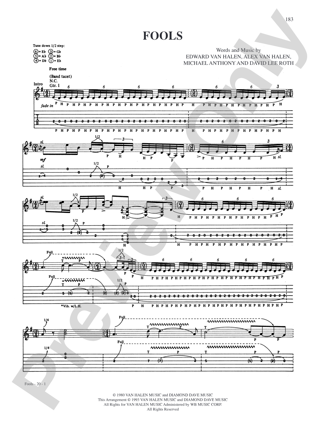 Fools: Authentic Guitar TAB