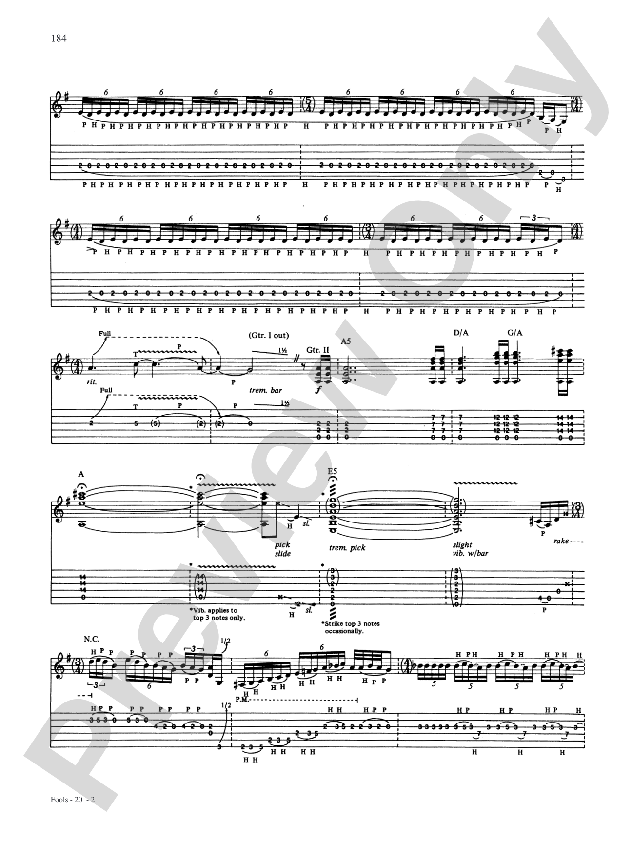 Fools: Authentic Guitar TAB
