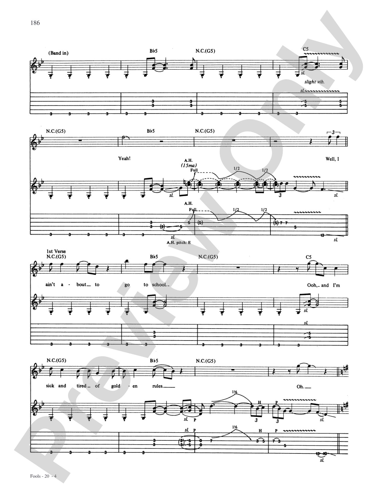Fools: Authentic Guitar TAB