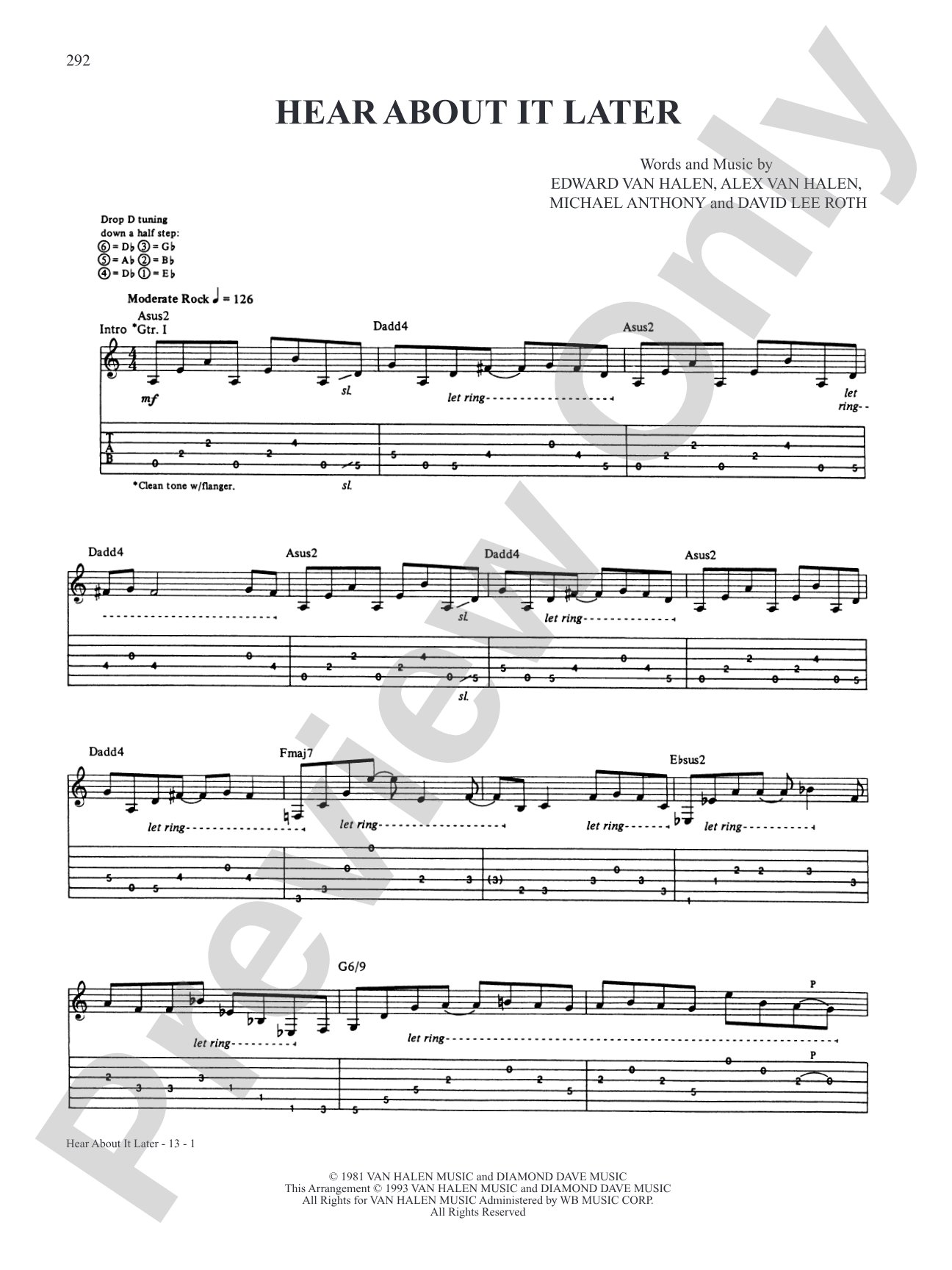 Hear About It Later: Authentic Guitar TAB