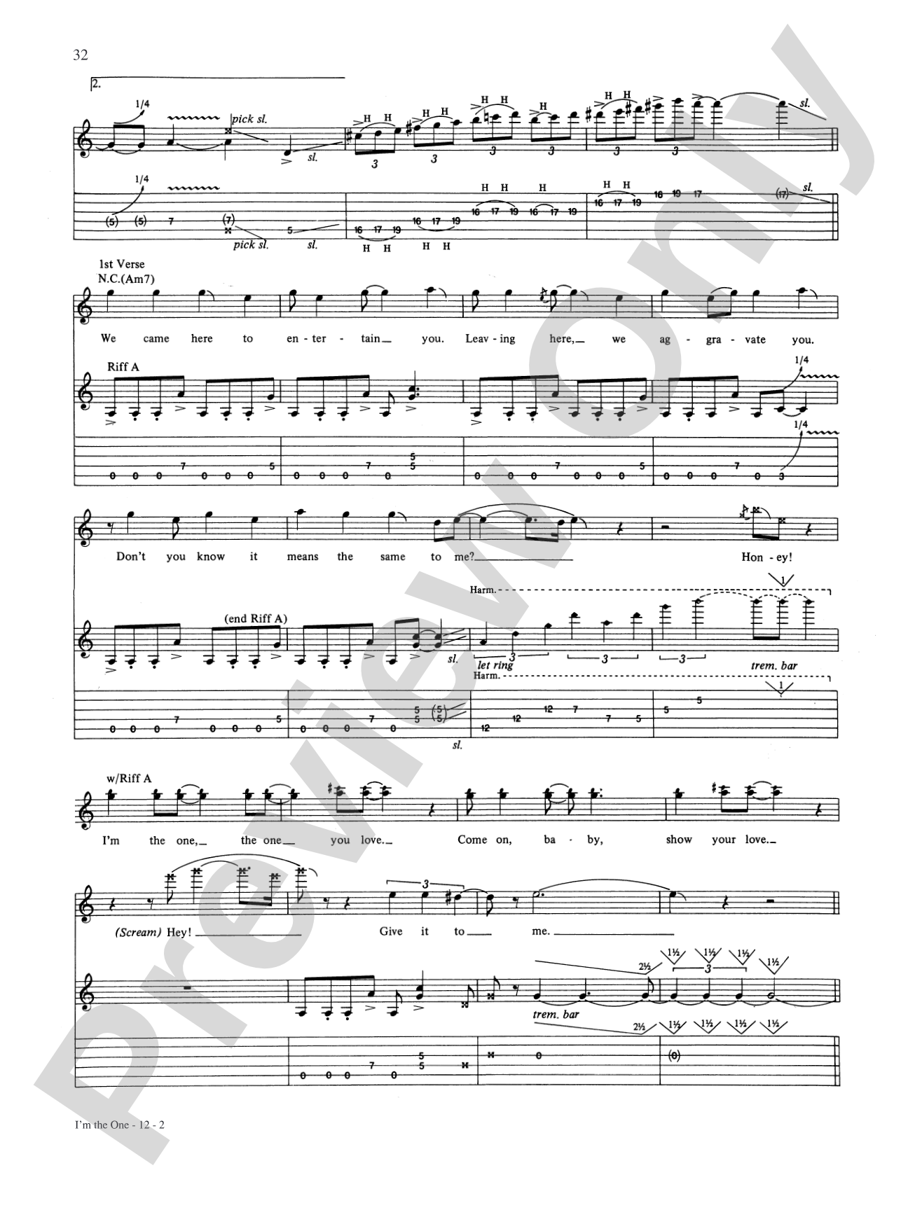I'm The One: Authentic Guitar TAB