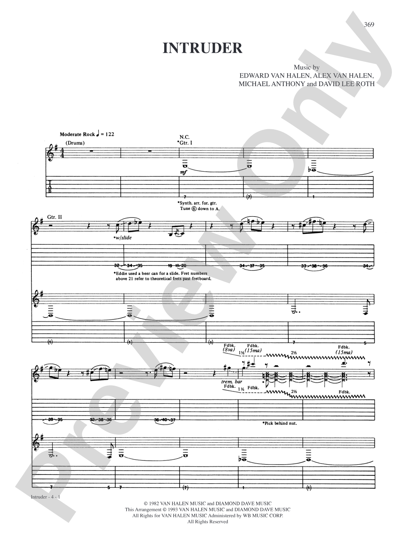 Intruder: Authentic Guitar TAB