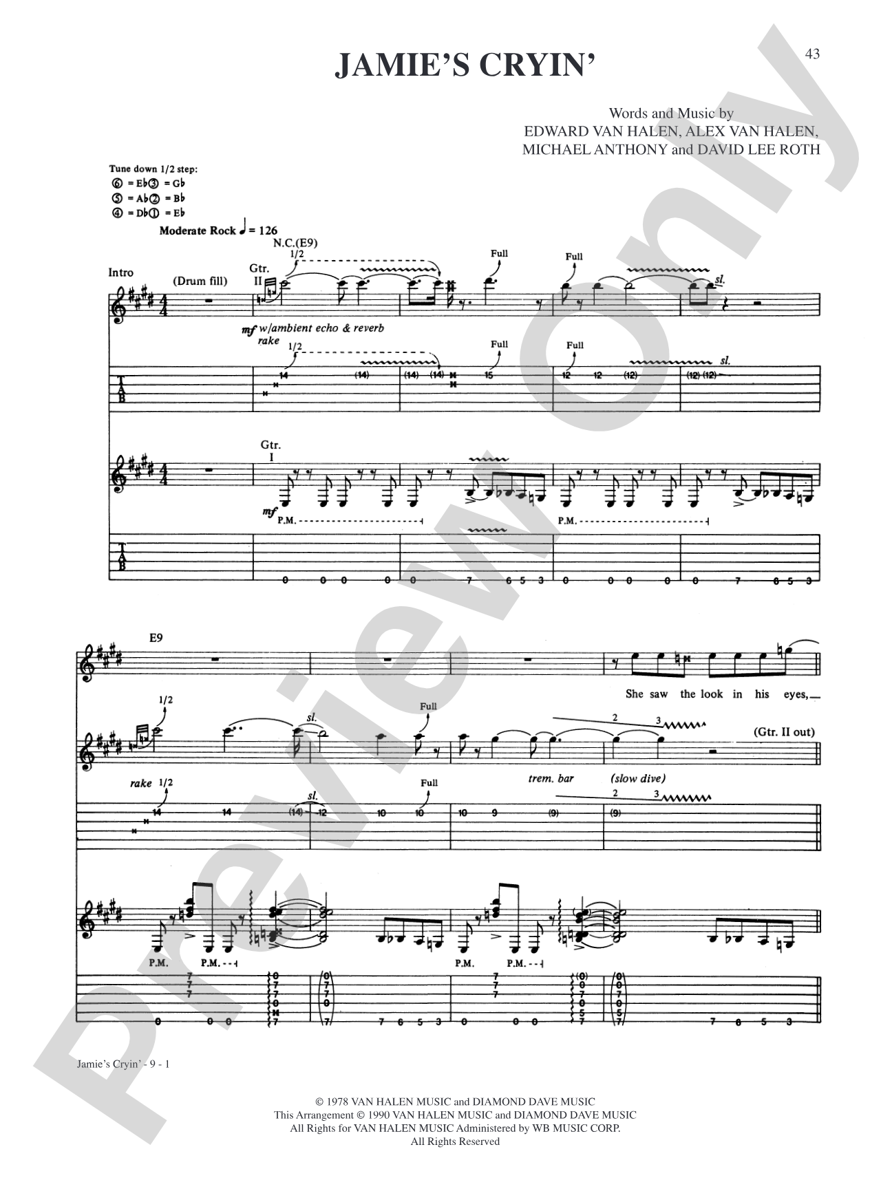 Jamie's Cryin': Authentic Guitar TAB