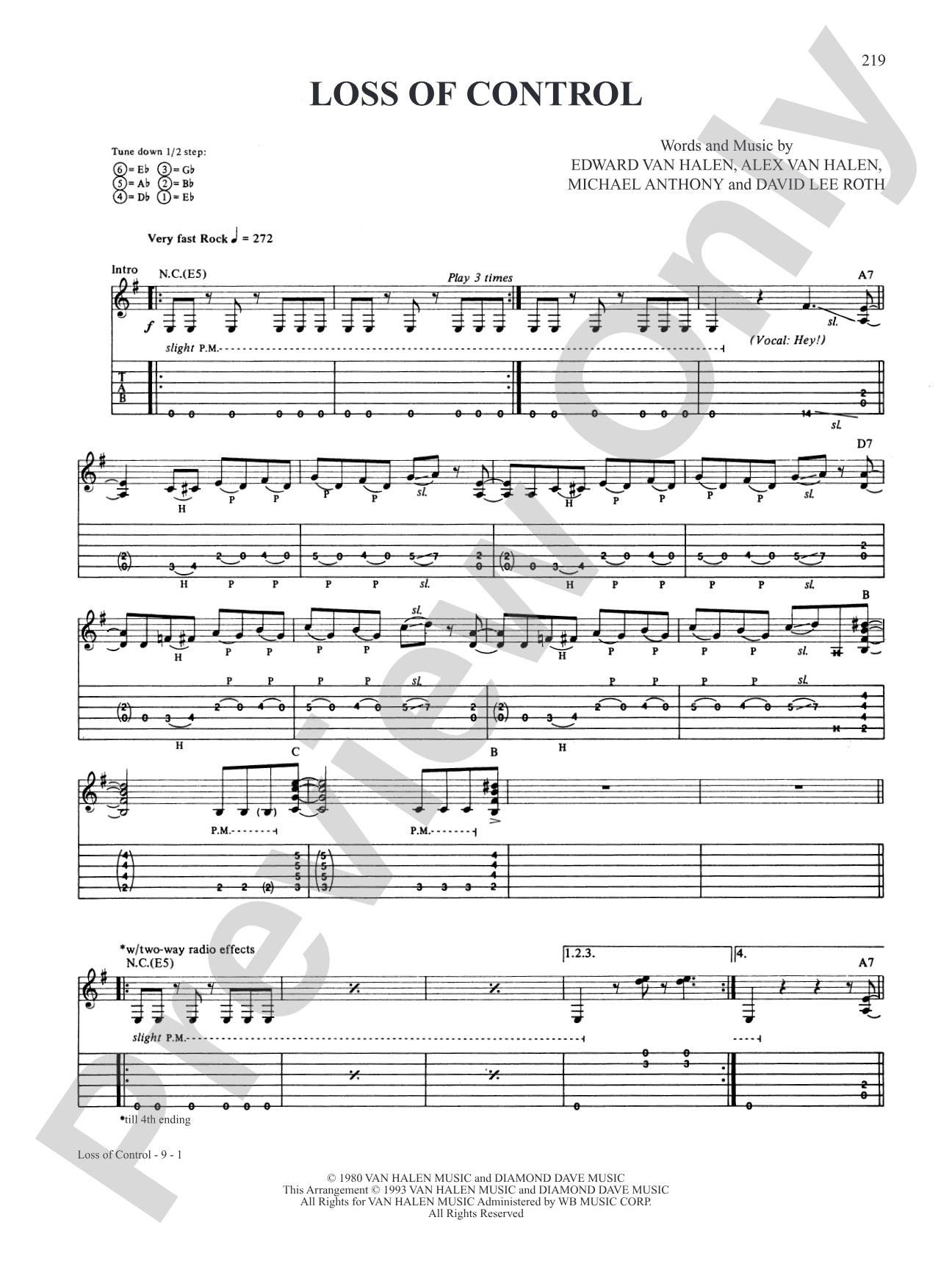 Loss Of Control: Authentic Guitar TAB