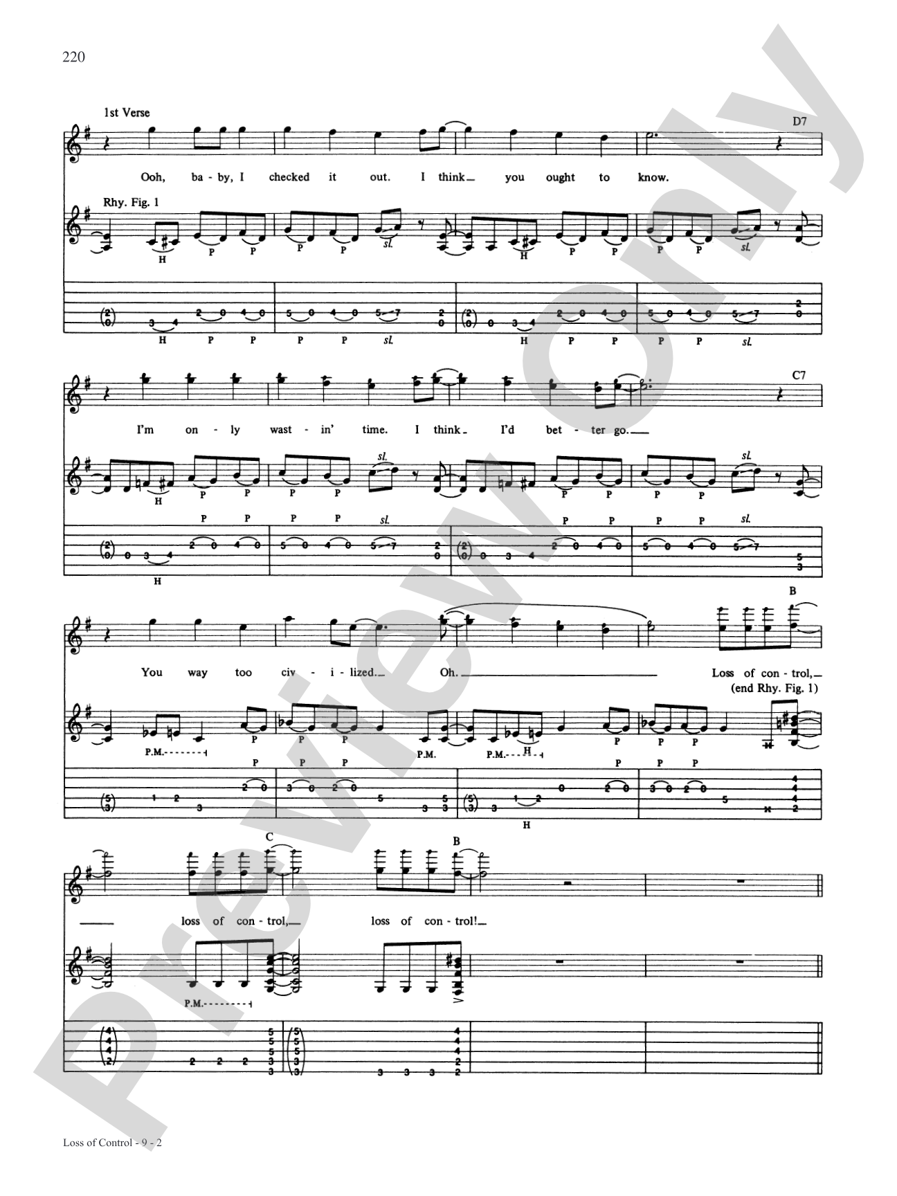 Loss Of Control: Authentic Guitar TAB