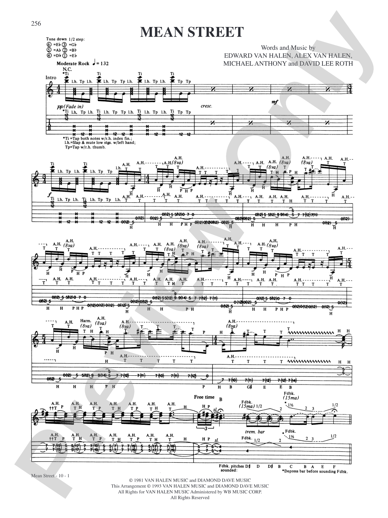 Mean Street: Authentic Guitar TAB