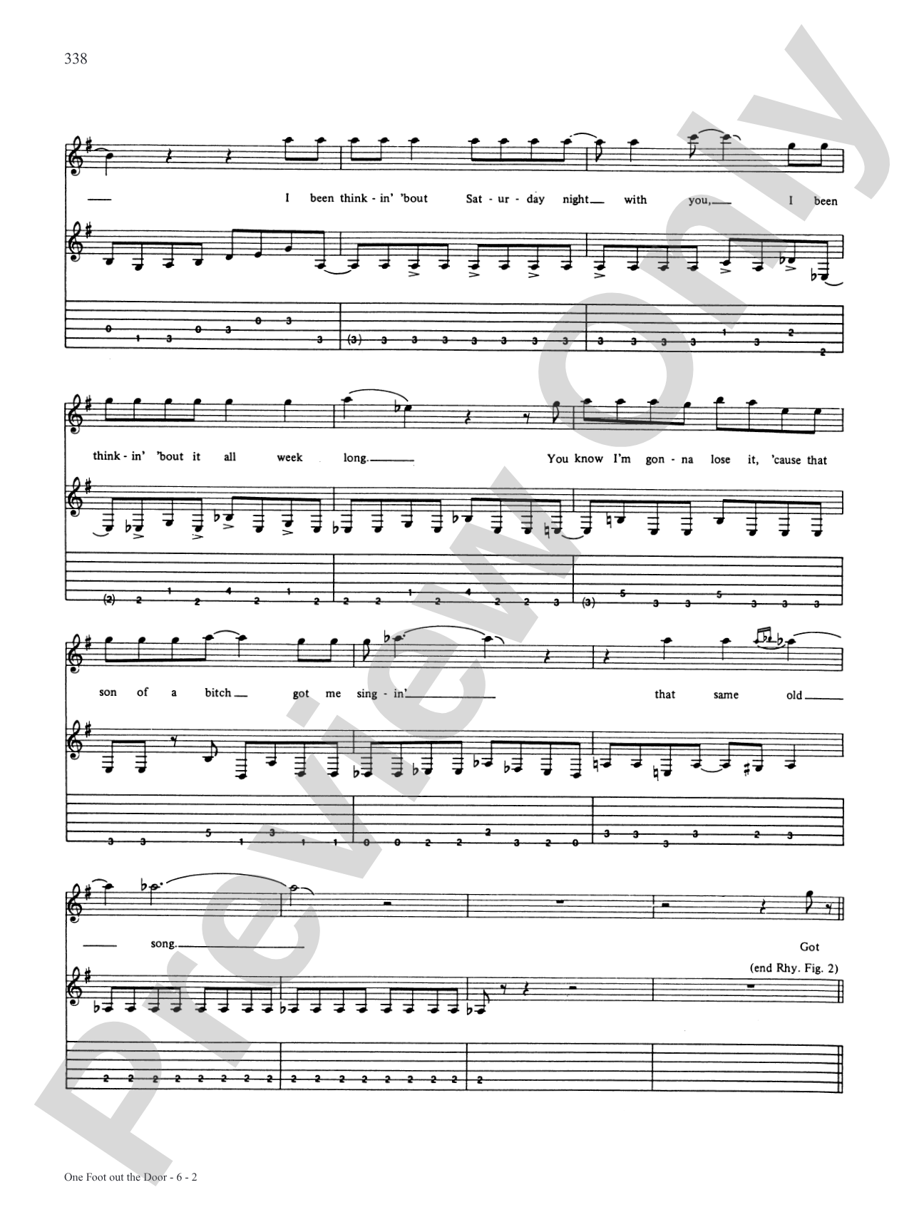 One Foot Out The Door: Authentic Guitar TAB