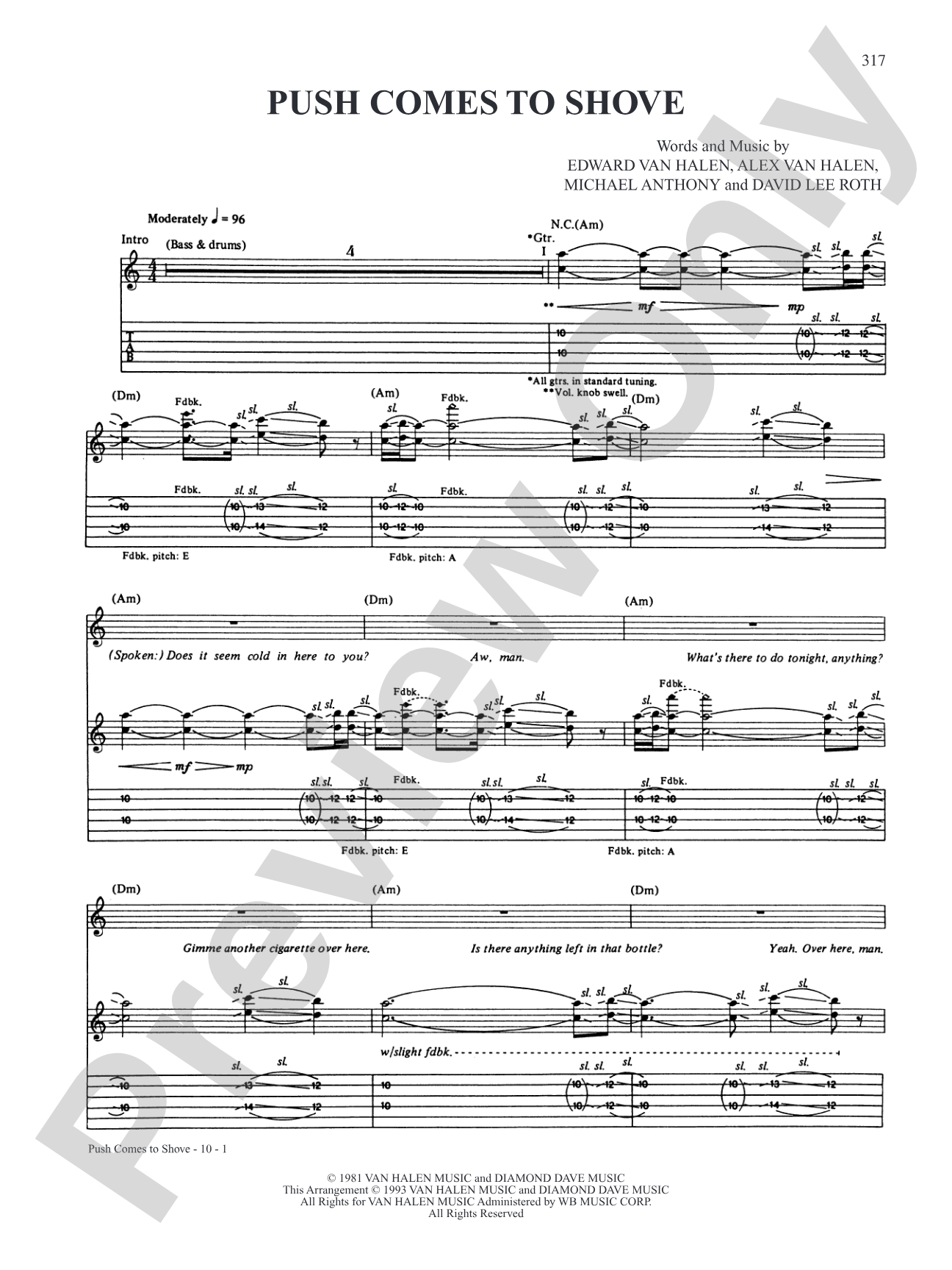 Push Comes To Shove: Authentic Guitar TAB