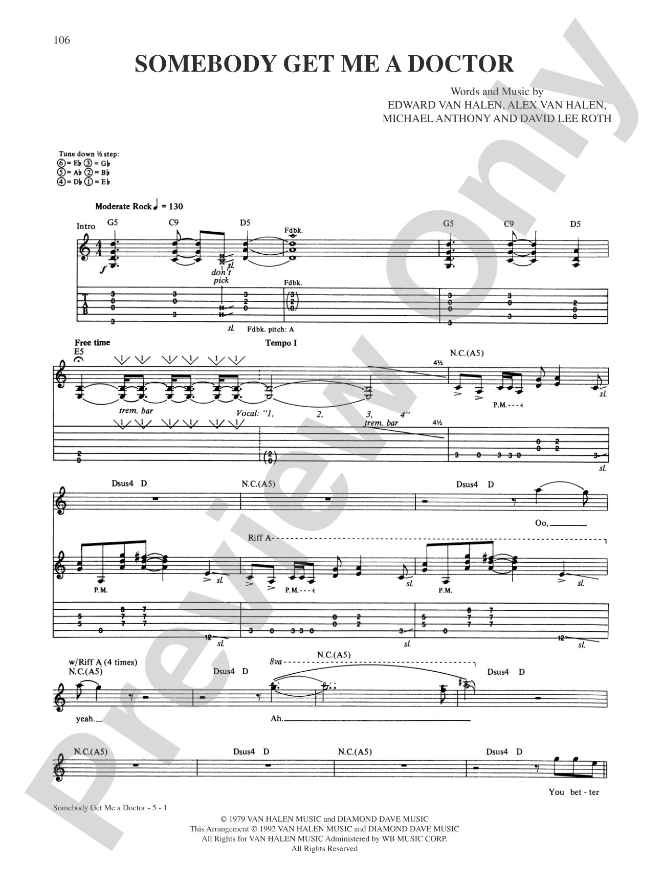 Somebody Get Me A Doctor: Authentic Guitar TAB