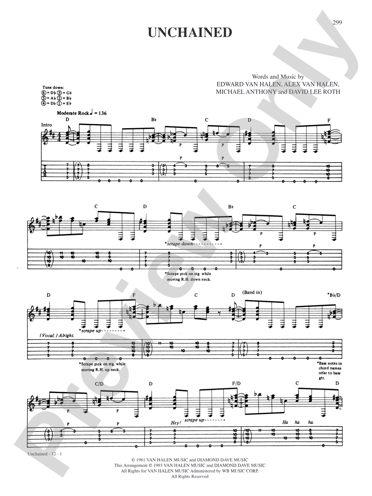 Unchained: Authentic Guitar TAB