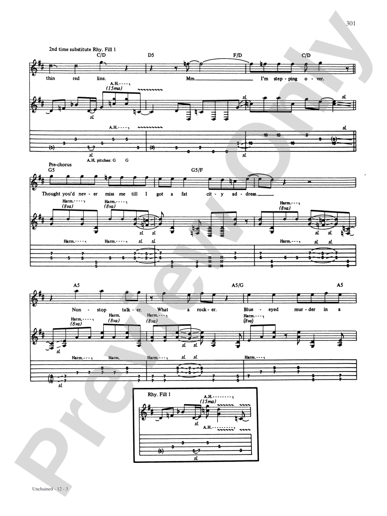 Unchained: Authentic Guitar TAB