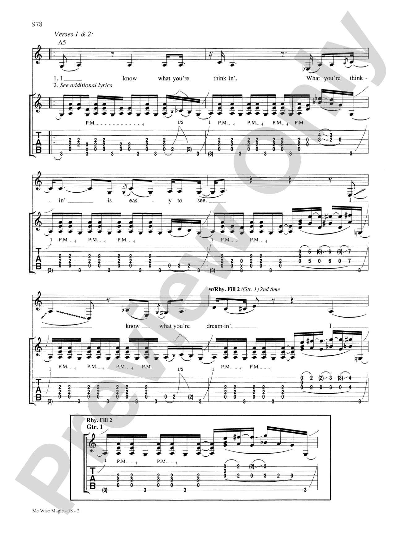 Me Wise Magic: Authentic Guitar TAB