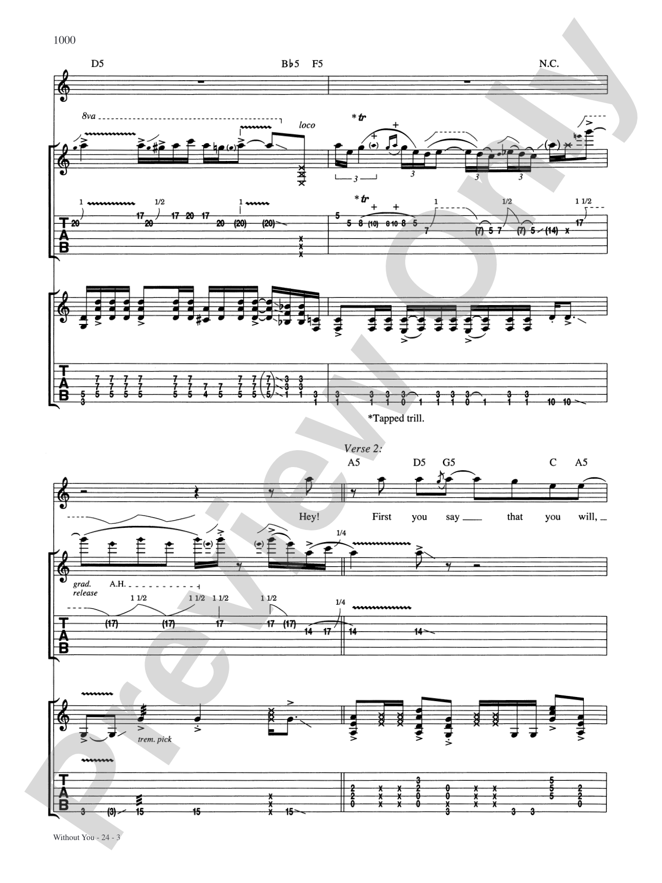 Without You: Authentic Guitar TAB