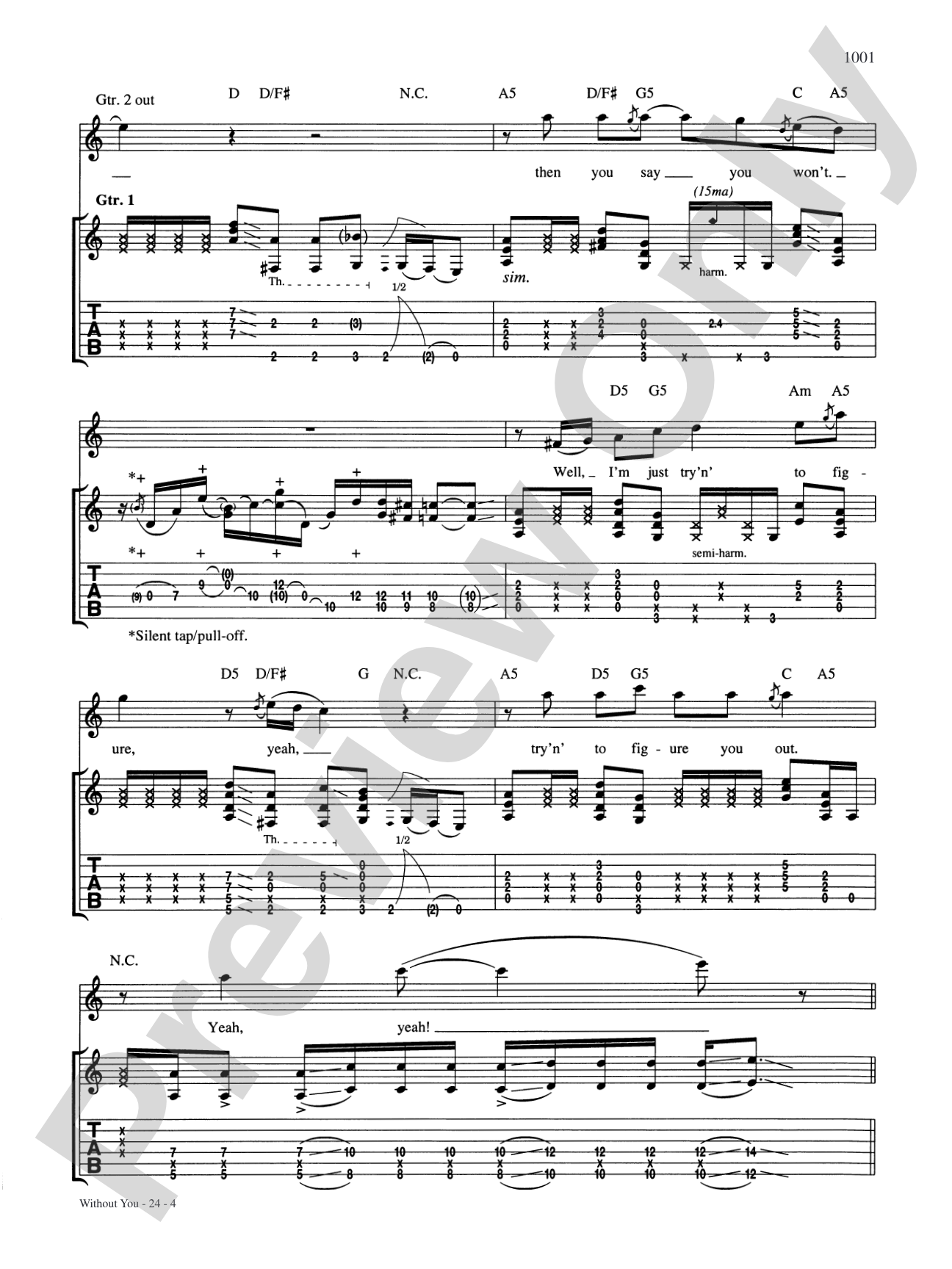 Without You: Authentic Guitar TAB