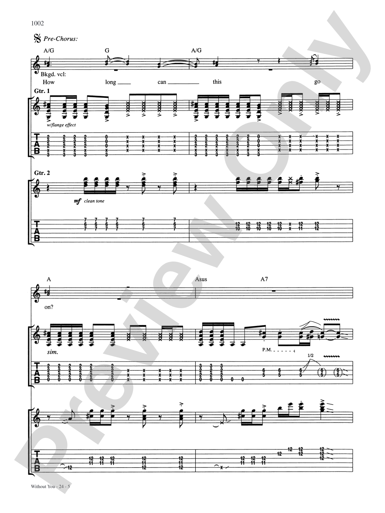 Without You: Authentic Guitar TAB