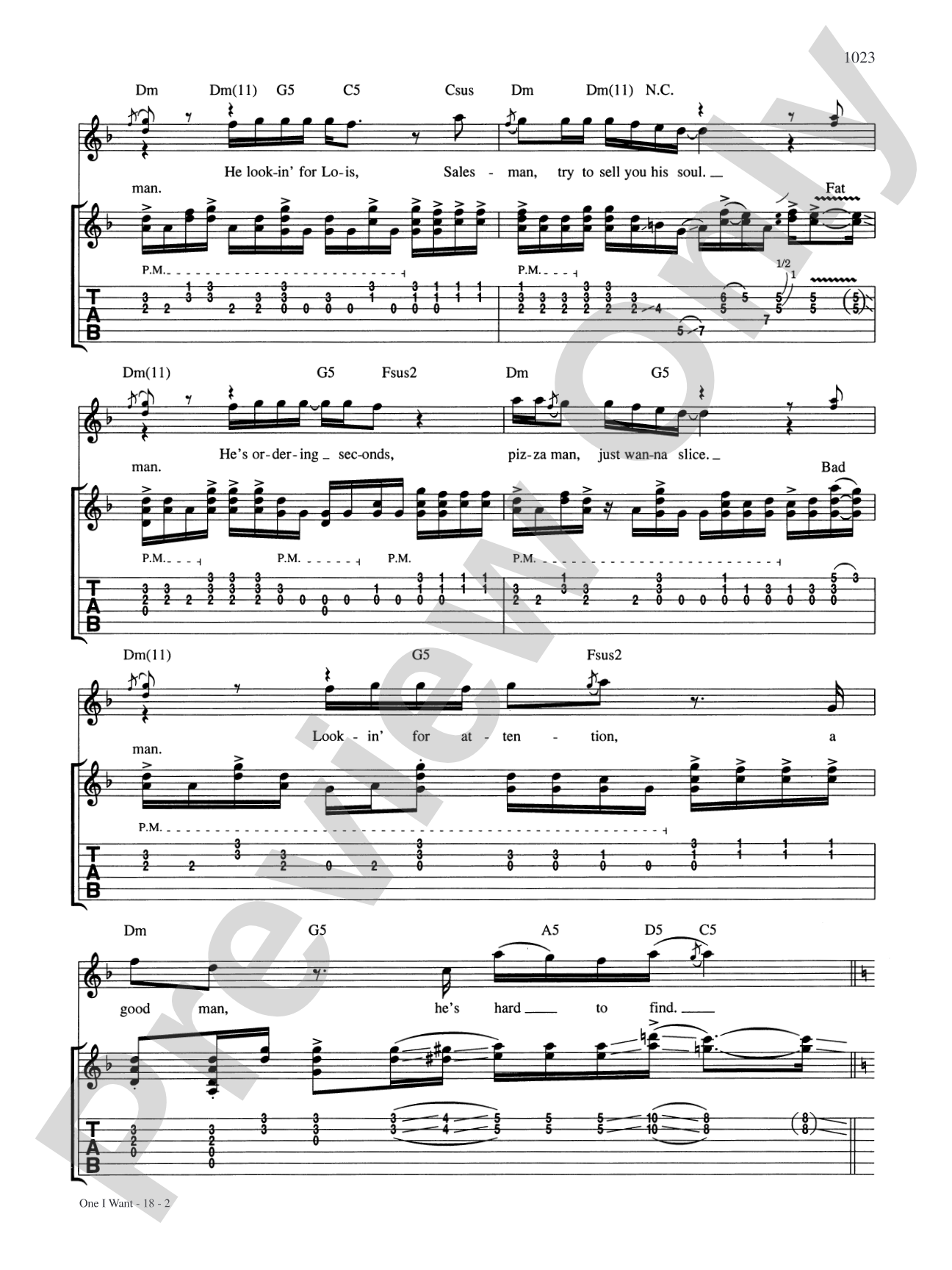 One I Want: Authentic Guitar TAB