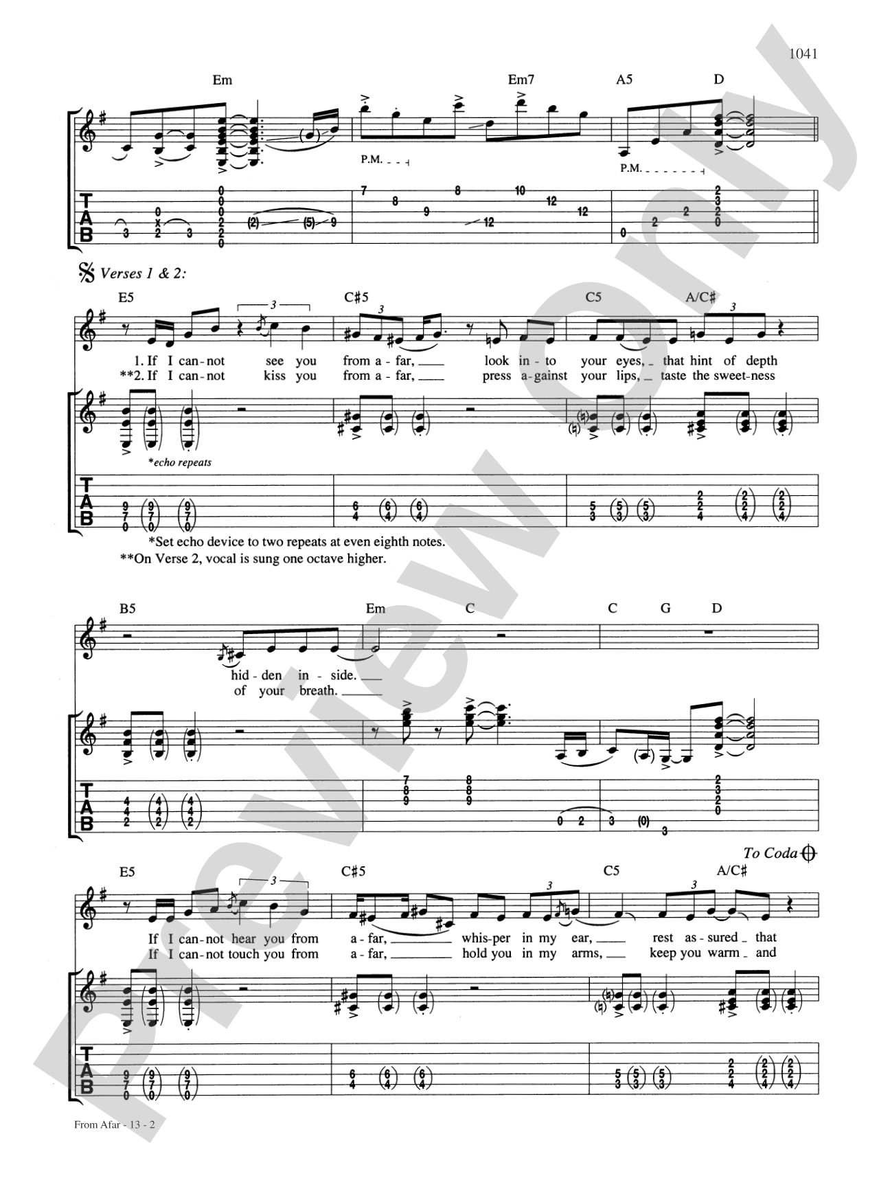 From Afar: Authentic Guitar TAB