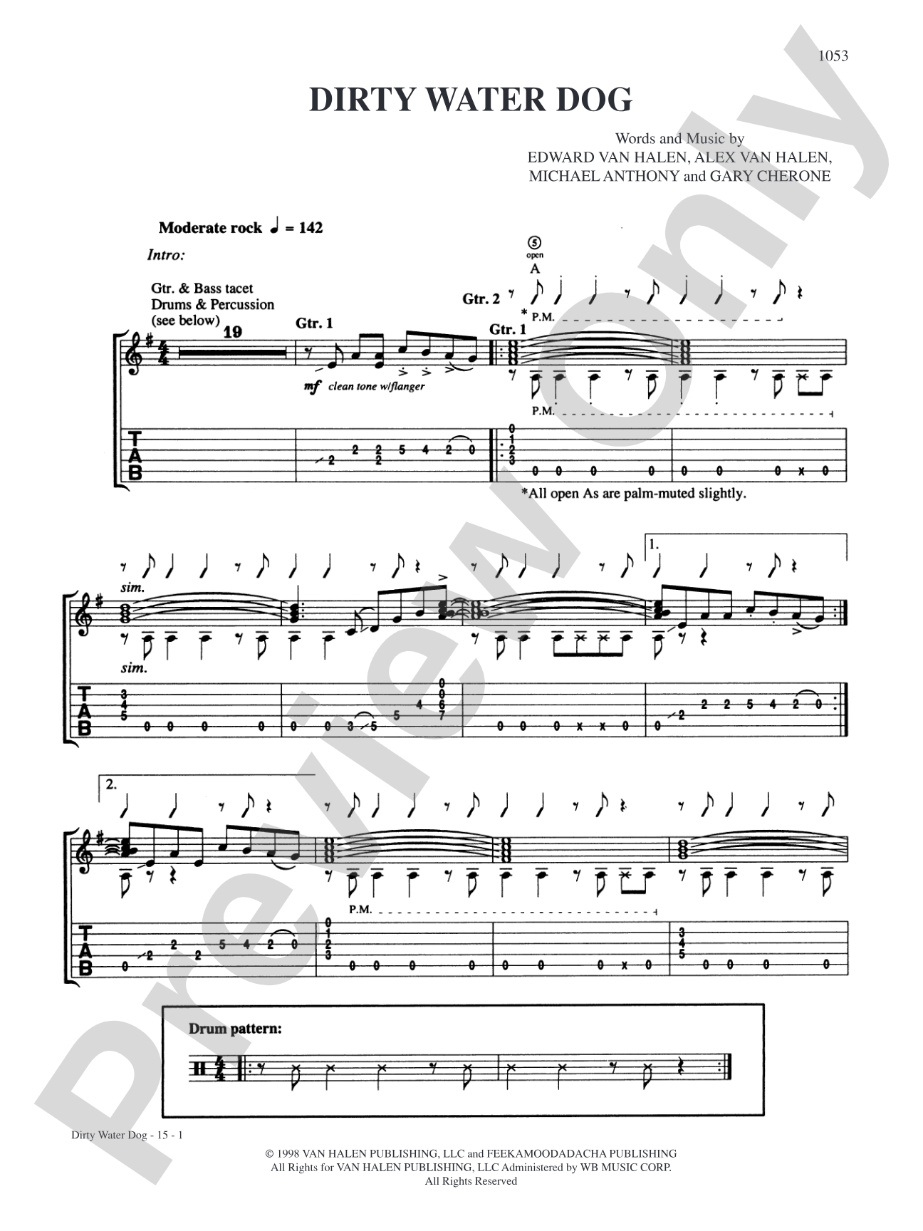 Dirty Water Dog: Authentic Guitar TAB