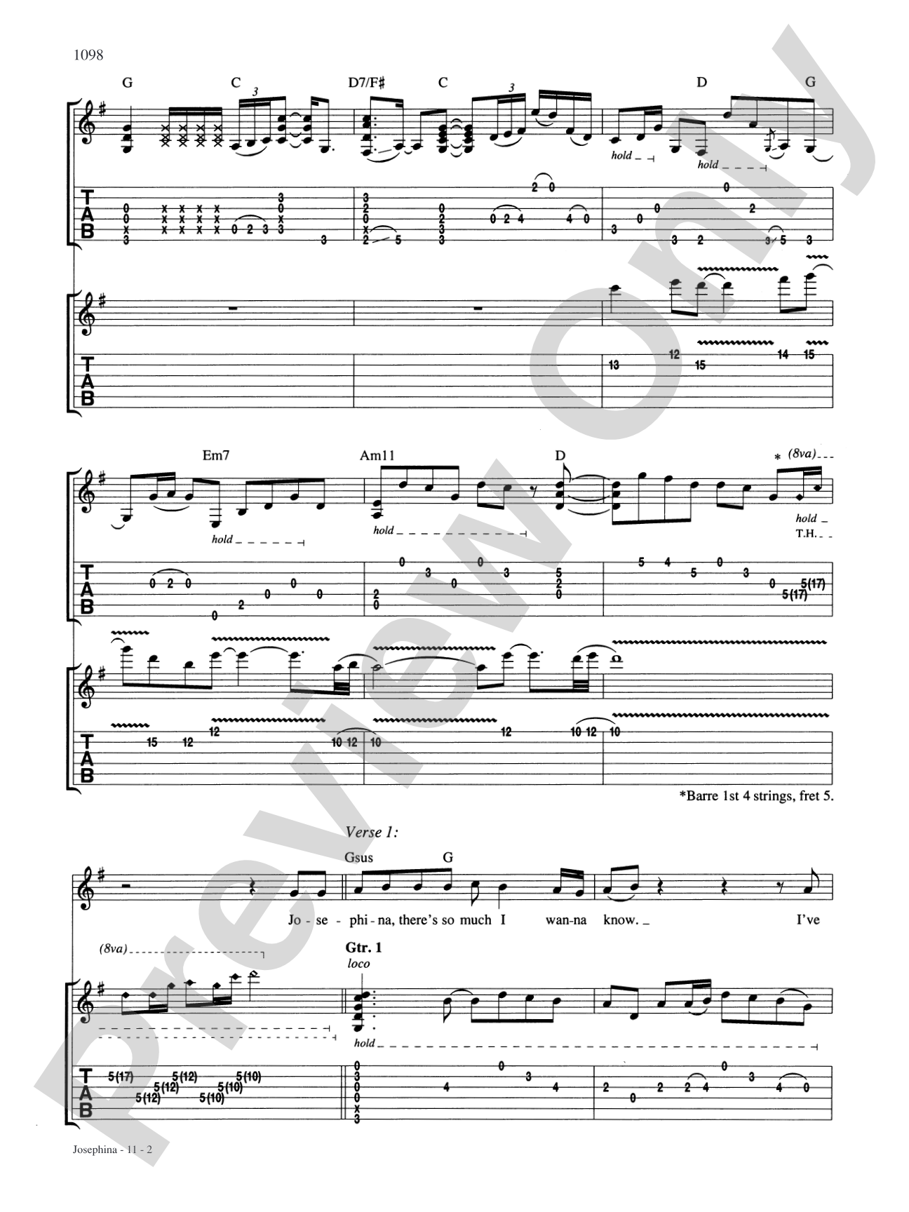 Josephina: Authentic Guitar TAB