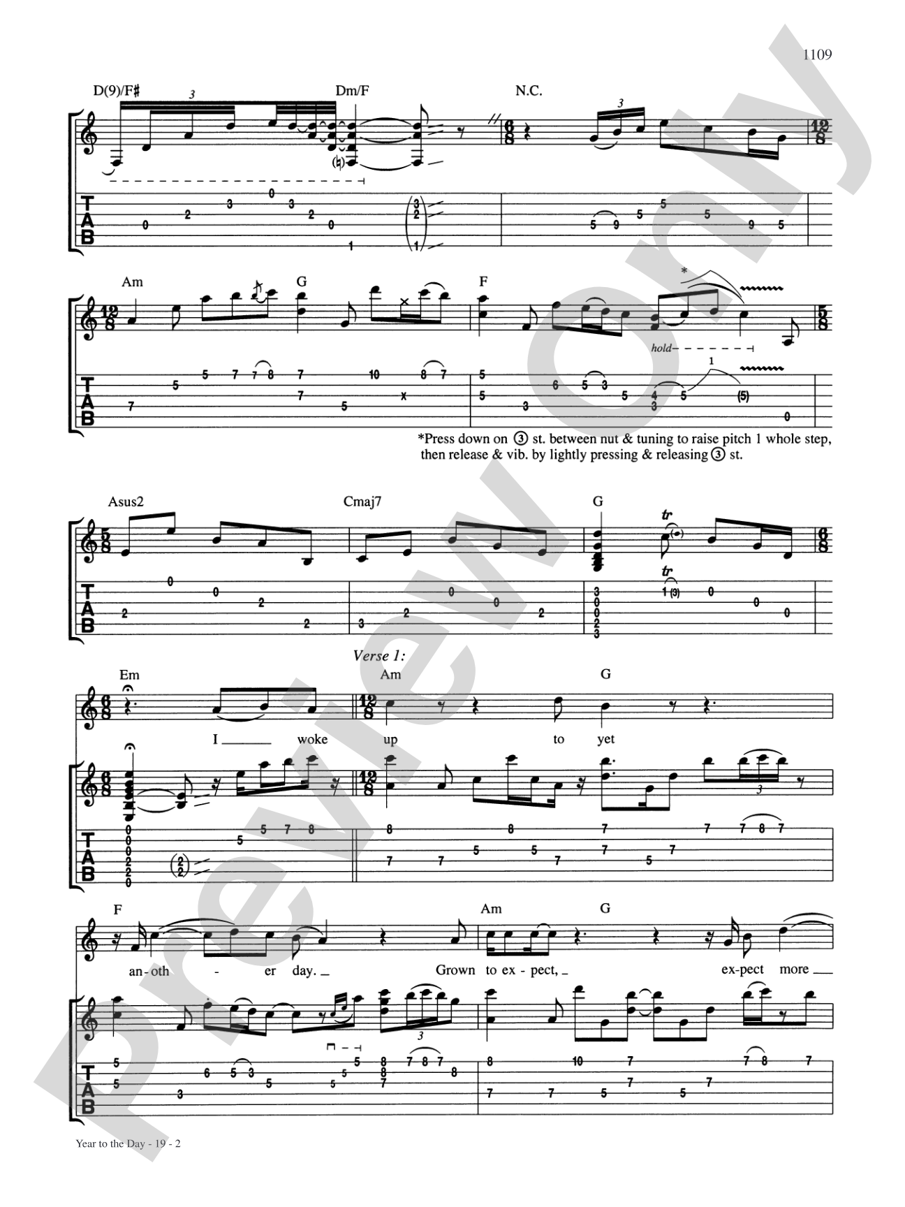 Year To The Day: Authentic Guitar TAB