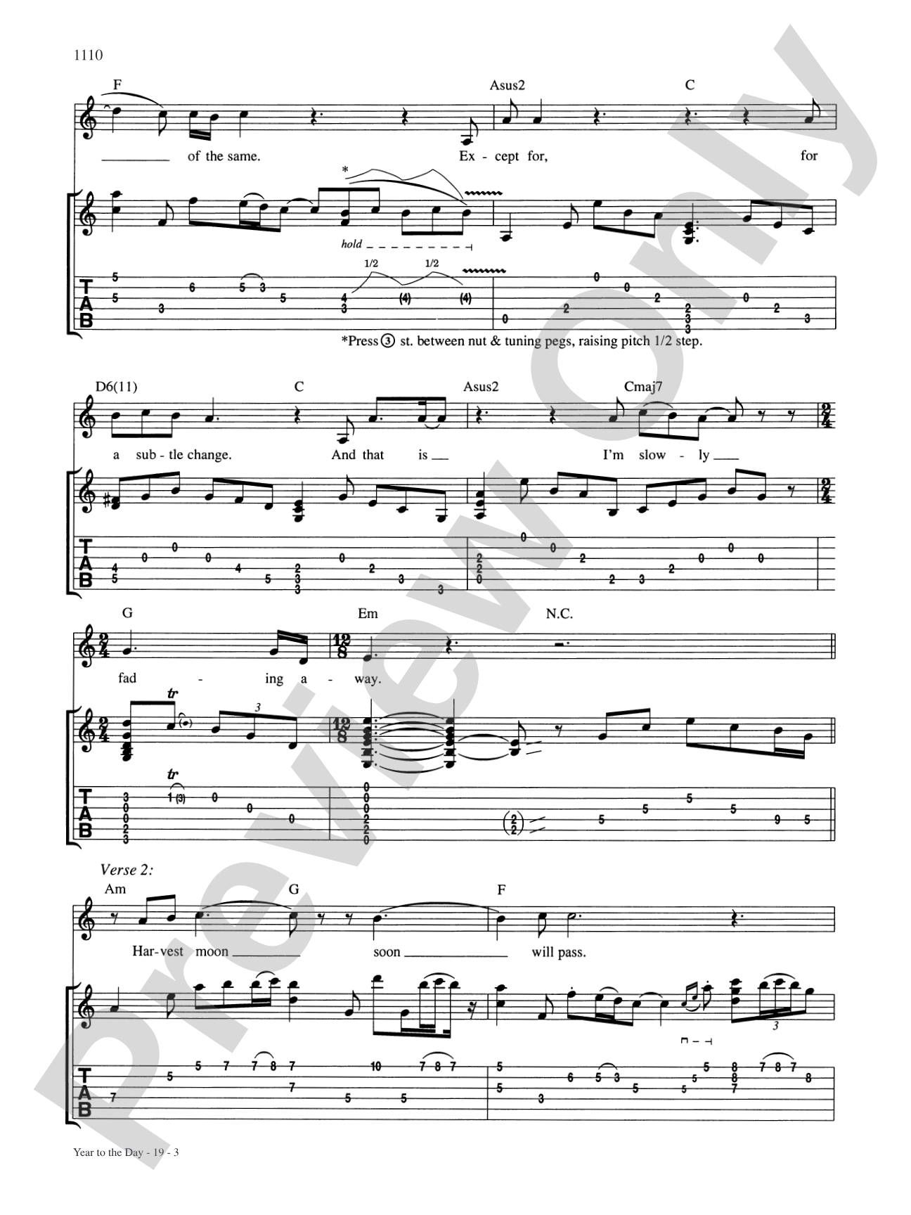 Year To The Day: Authentic Guitar TAB