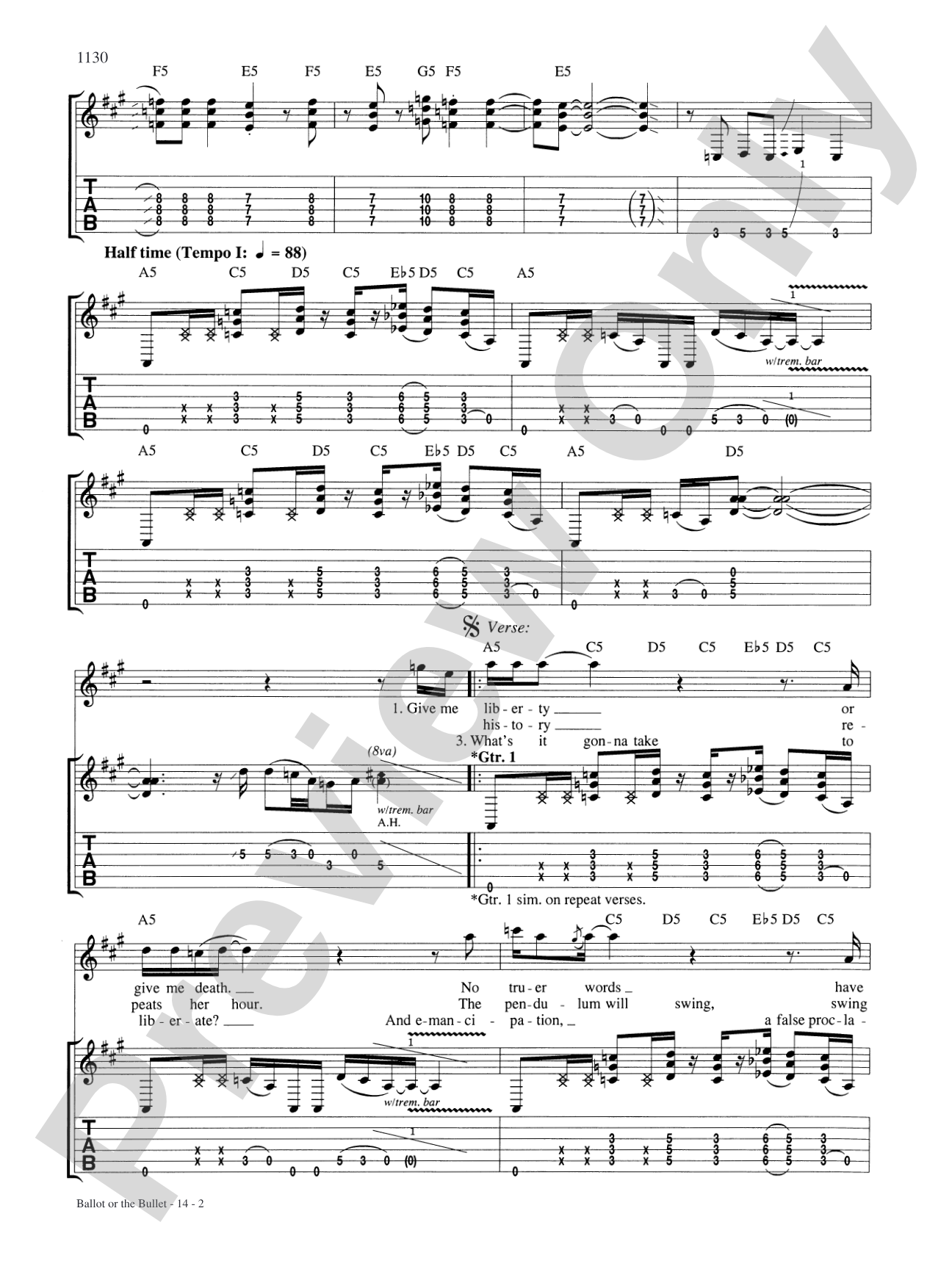 Ballot Or The Bullet: Authentic Guitar TAB