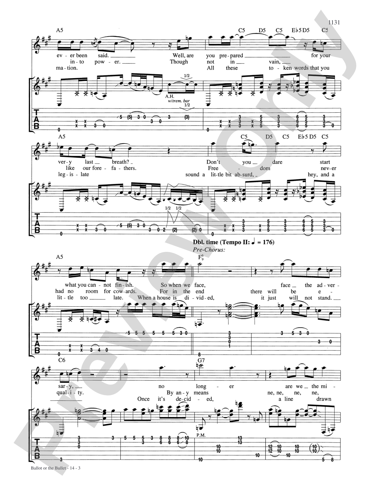 Ballot Or The Bullet: Authentic Guitar TAB