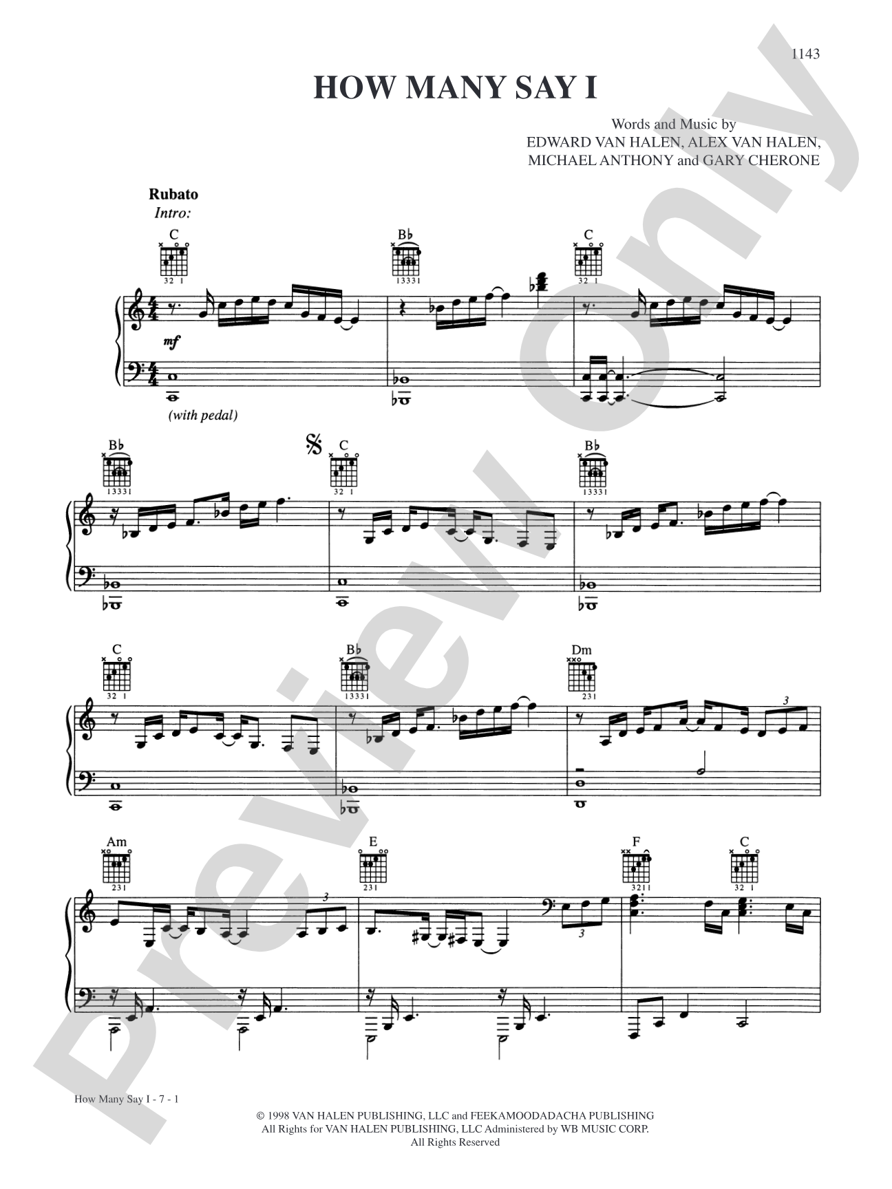 How Many Say I: Piano/Vocal/Chords
