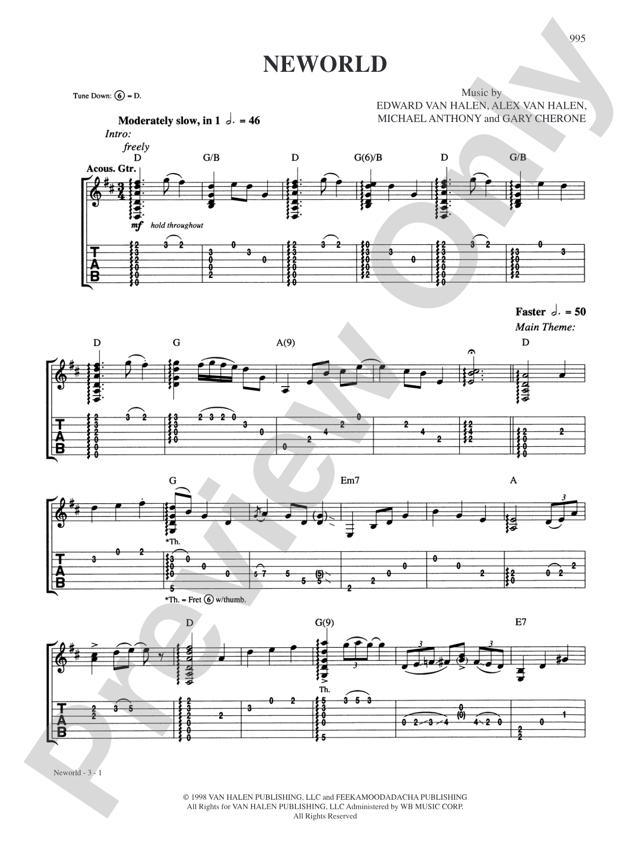 Neworld: Authentic Guitar TAB