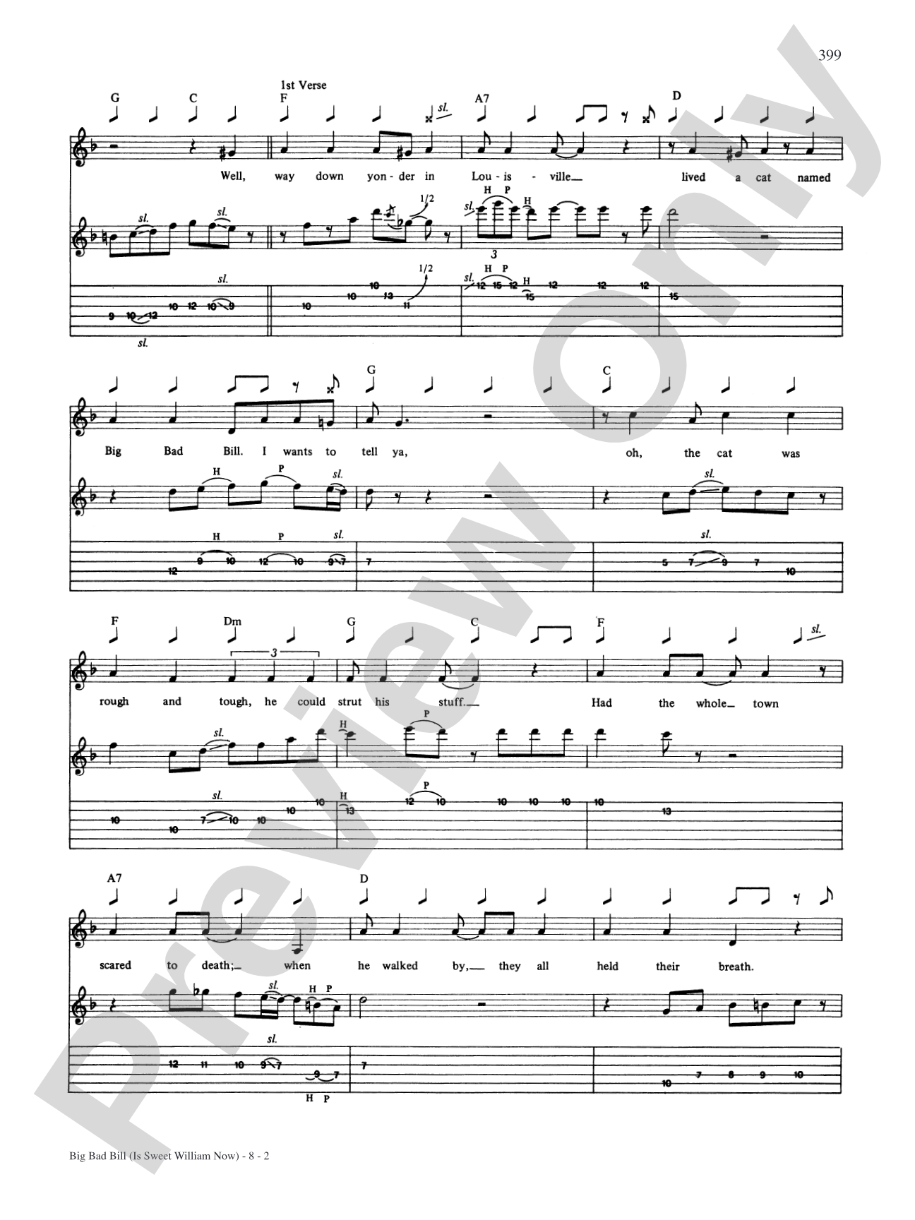Big Bad Bill (Is Sweet William Now): Authentic Guitar TAB