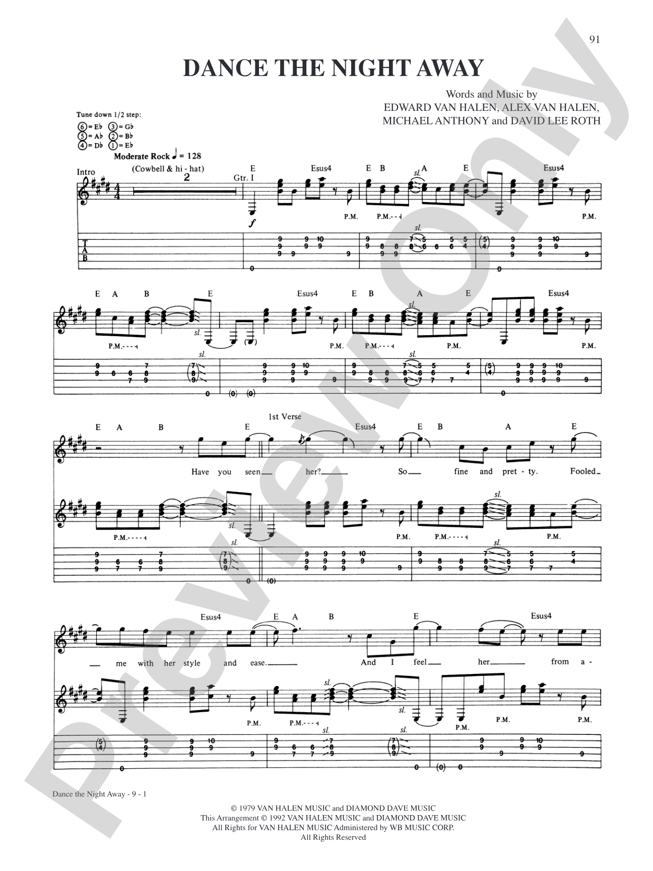 Dance The Night Away: Authentic Guitar TAB