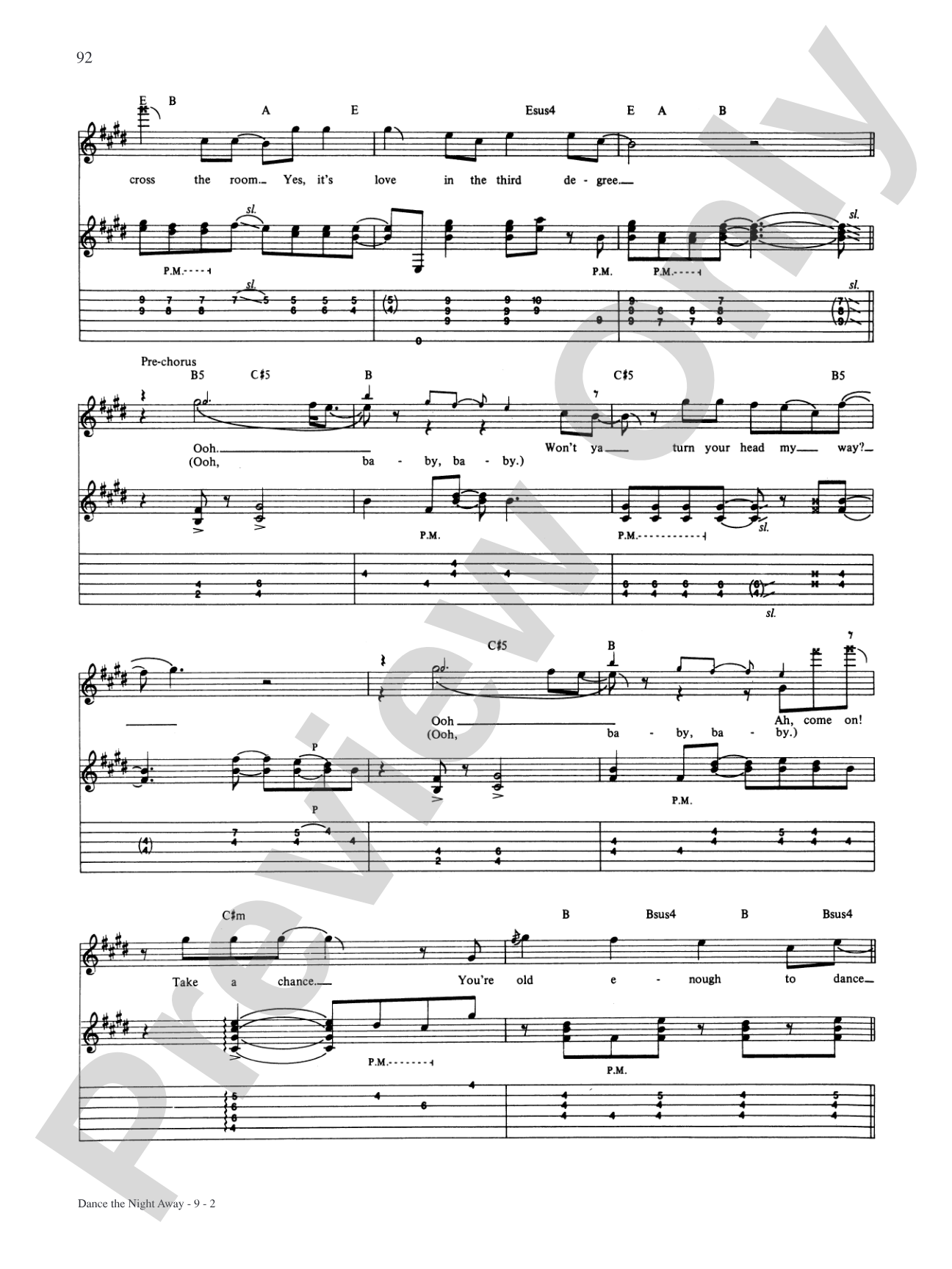 Dance The Night Away: Authentic Guitar TAB