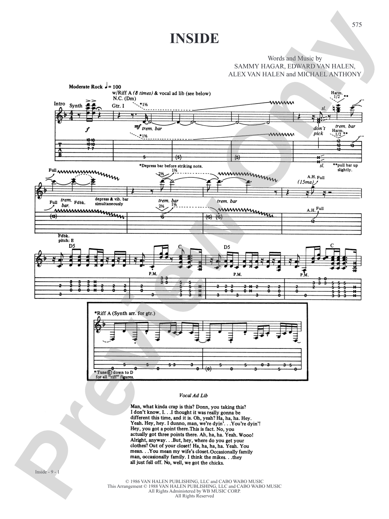 Inside: Authentic Guitar TAB