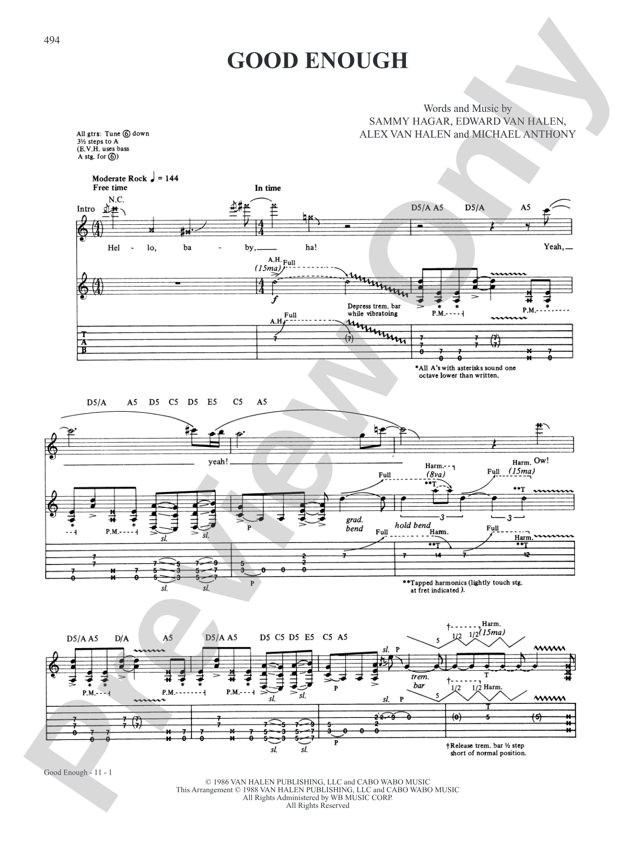 Good Enough: Authentic Guitar TAB