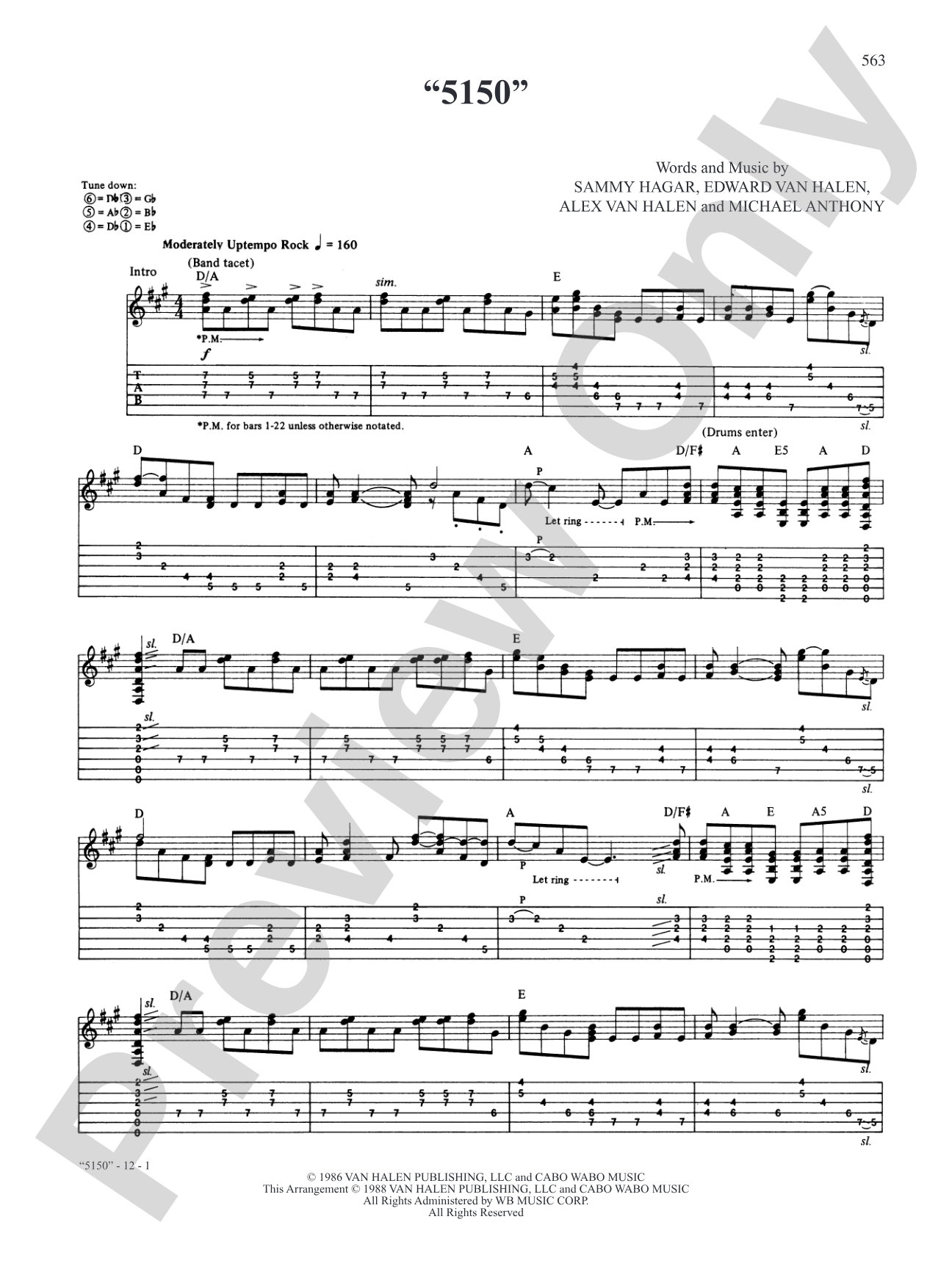 5150: Authentic Guitar TAB