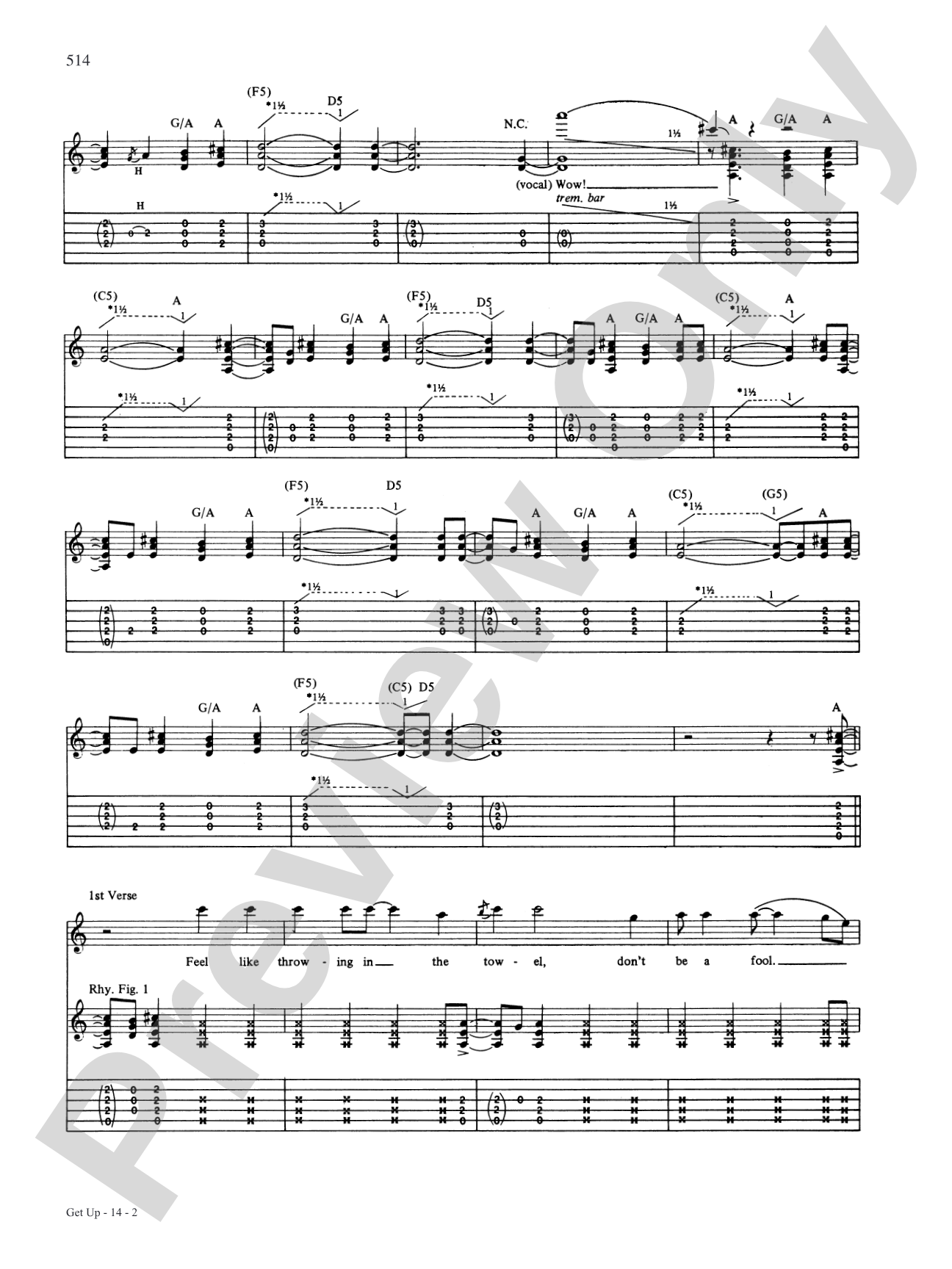 Get Up: Authentic Guitar TAB